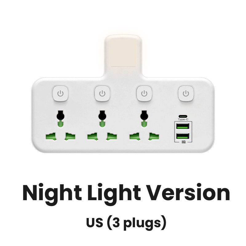 🎉 RAJOITETUN AJAN -50 %! 🔌 Pistorasialaajennus Type-C-latauspistokkeella – 2 USB-porttia, yövaloominaisuus & maailmanlaajuinen pistokeyhteensopivuus ✨