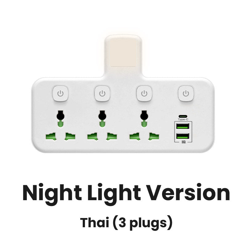 🎉 RAJOITETUN AJAN -50 %! 🔌 Pistorasialaajennus Type-C-latauspistokkeella – 2 USB-porttia, yövaloominaisuus & maailmanlaajuinen pistokeyhteensopivuus ✨
