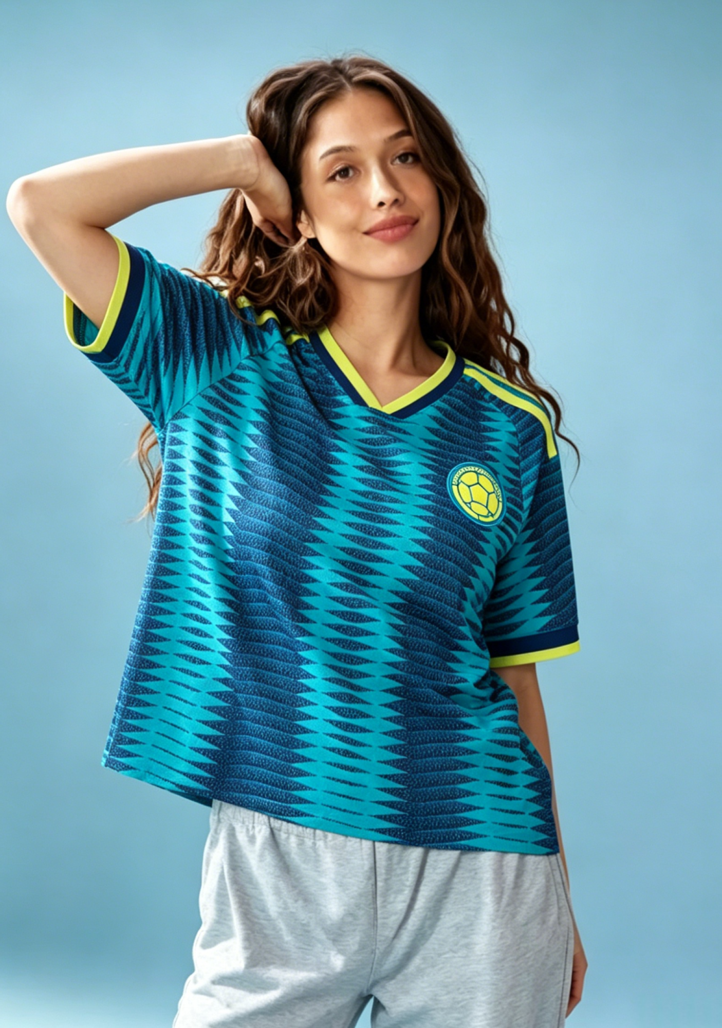 Gradient Teal Mesh Jersey Shirts
