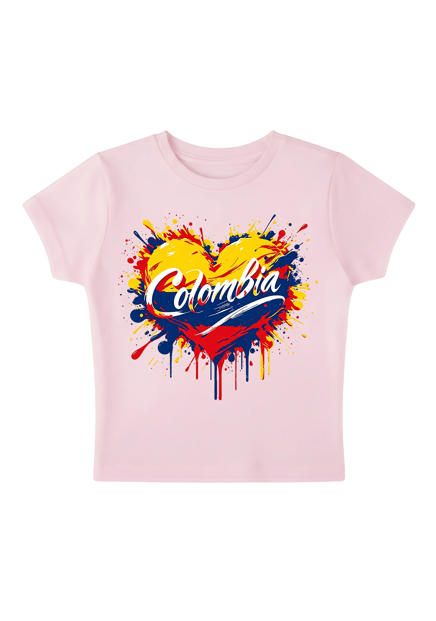 Proud Colombian Heart Splash Y2K Baby Tee