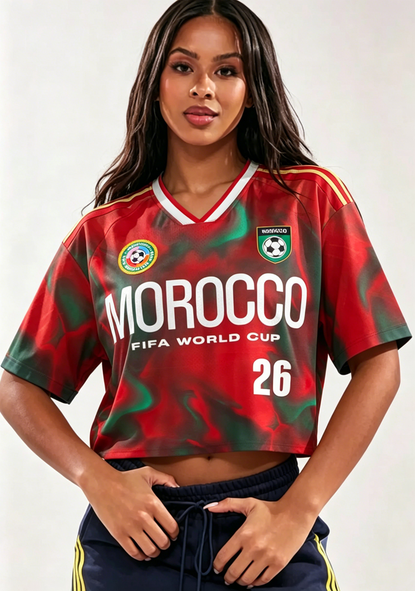  Morocco Tie Dye 2026 World Cup Cropped Mesh Jersey Shirt