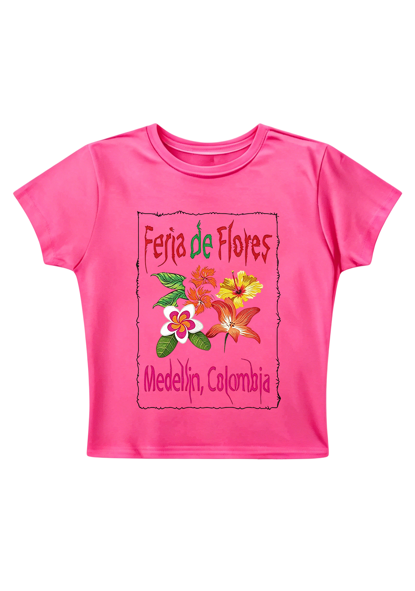 Colombia Floral Fair Graphic Y2K Baby Tee