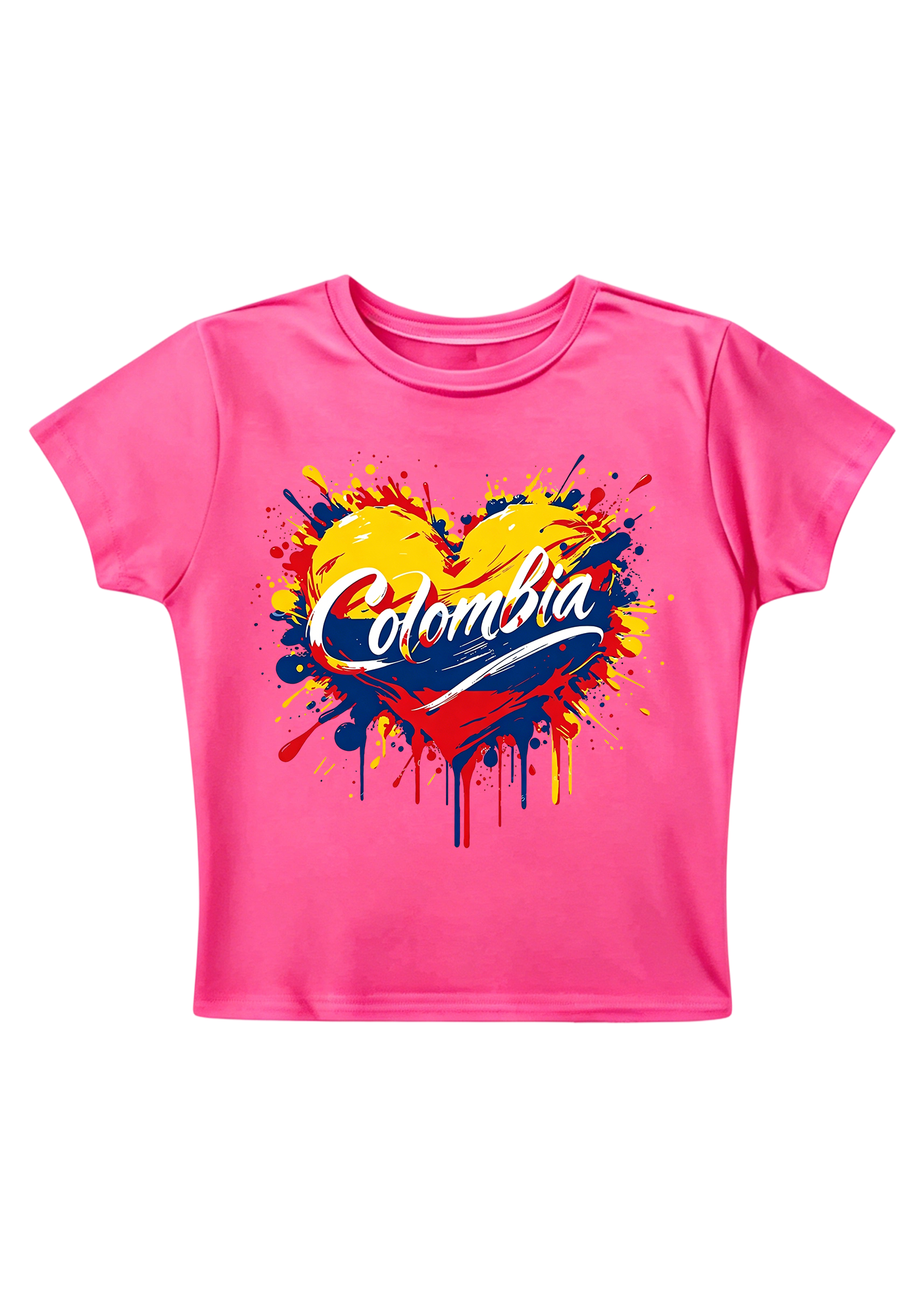 Proud Colombian Heart Splash Y2K Baby Tee