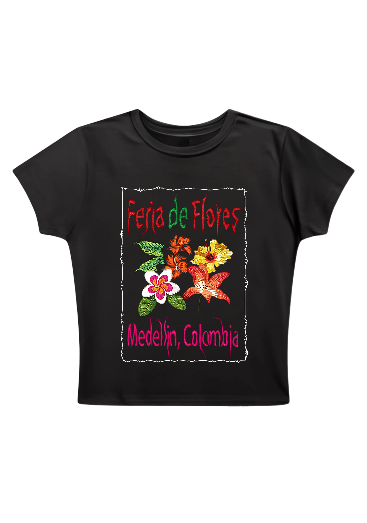 Colombia Floral Fair Graphic Y2K Baby Tee