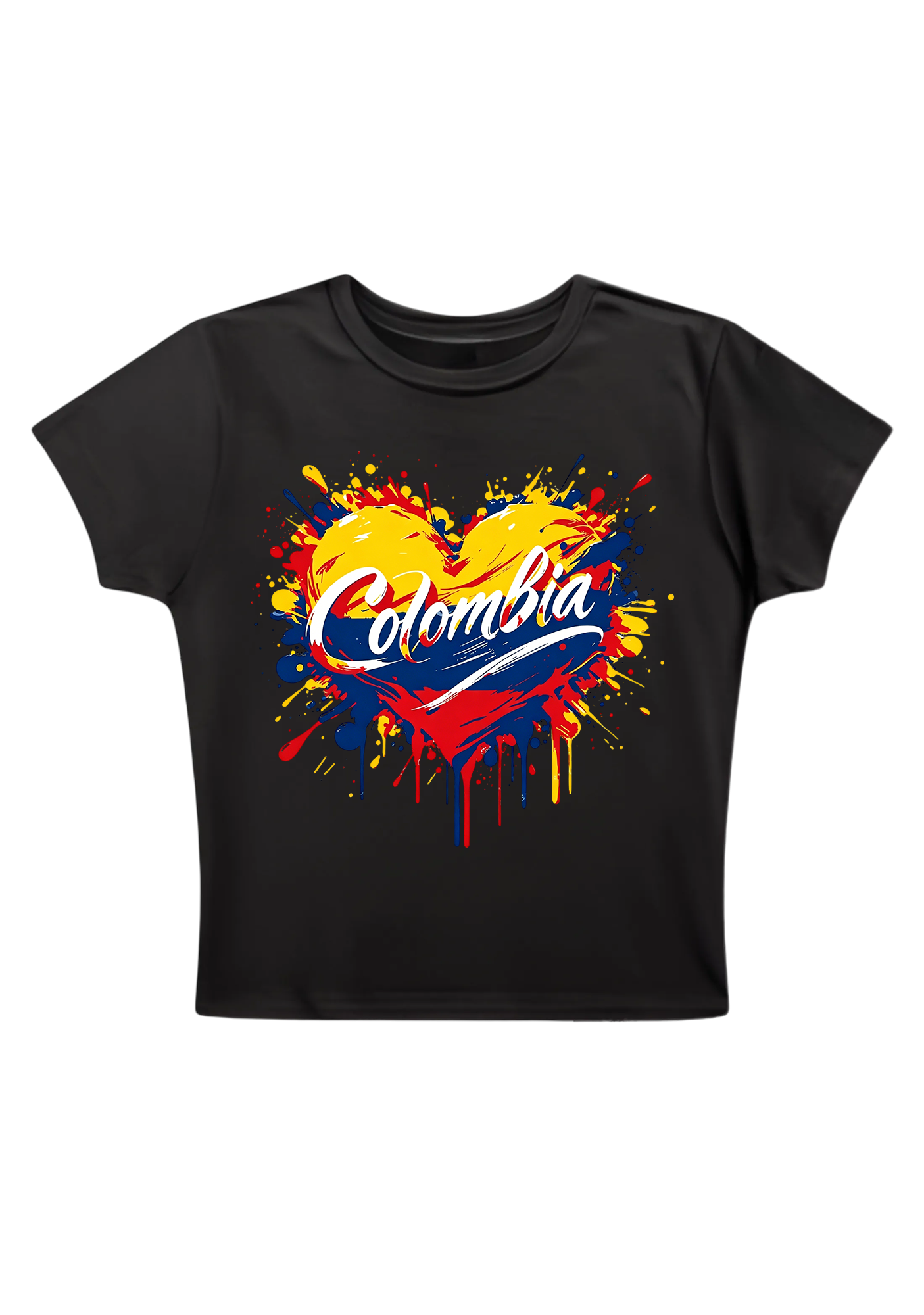Proud Colombian Heart Splash Y2K Baby Tee