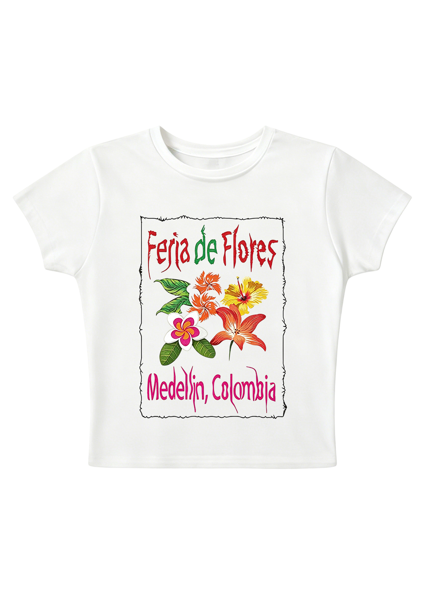Colombia Floral Fair Graphic Y2K Baby Tee