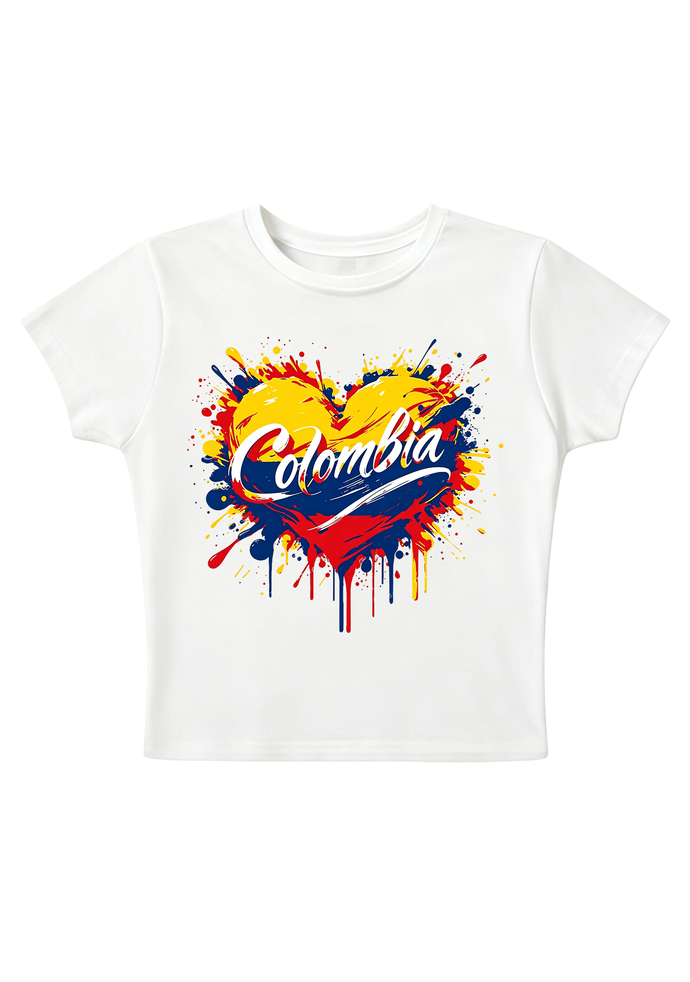 Proud Colombian Heart Splash Y2K Baby Tee