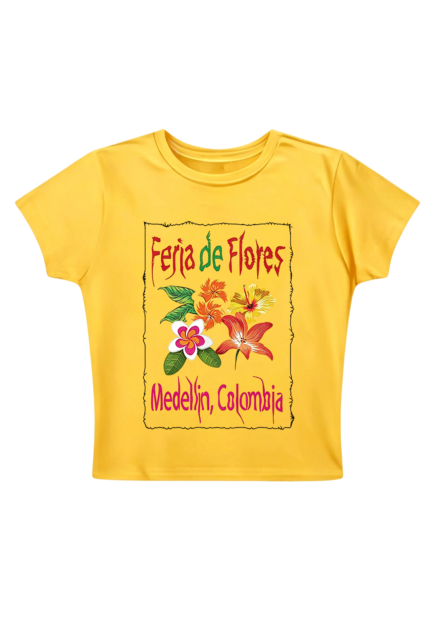 Colombia Floral Fair Graphic Y2K Baby Tee