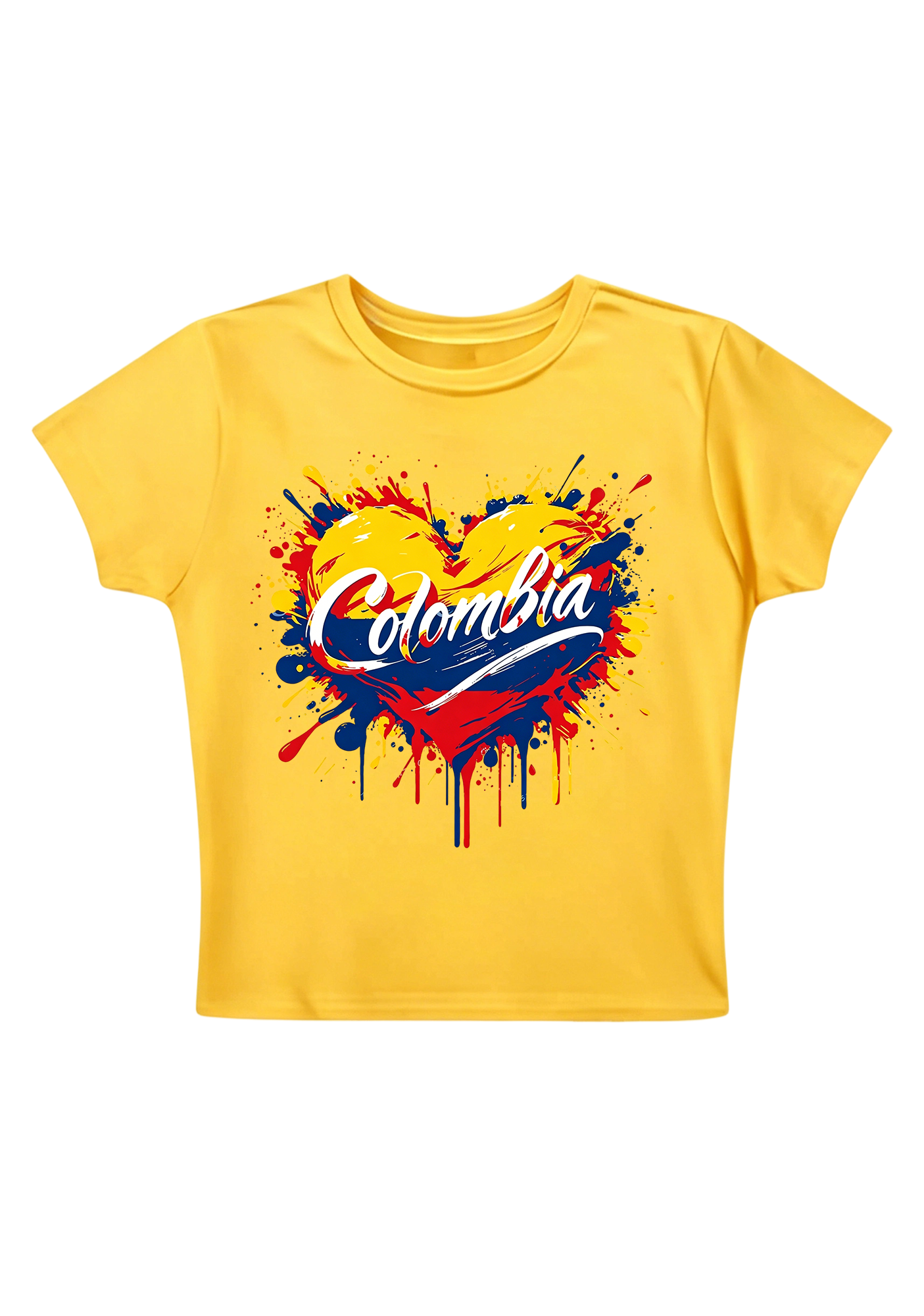 Proud Colombian Heart Splash Y2K Baby Tee