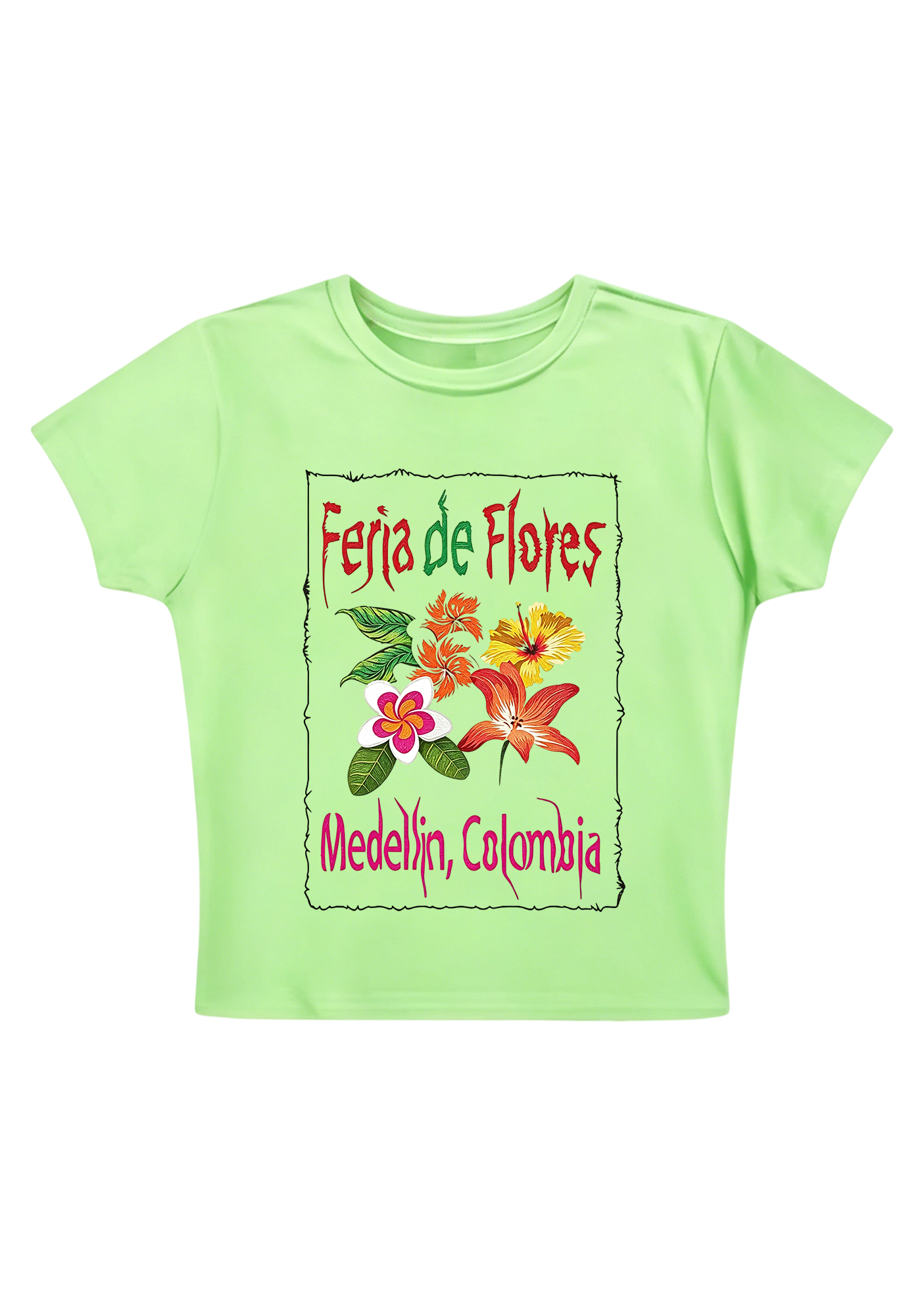 Colombia Floral Fair Graphic Y2K Baby Tee