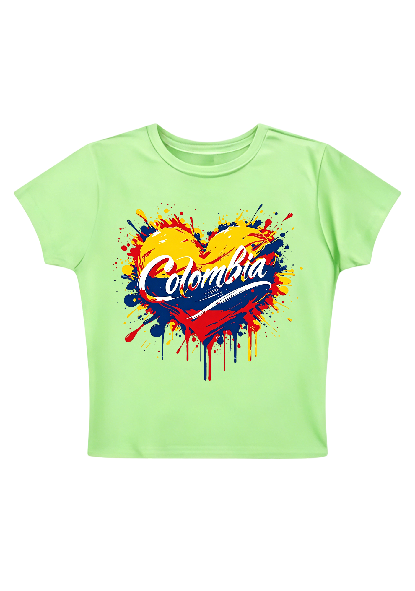 Proud Colombian Heart Splash Y2K Baby Tee