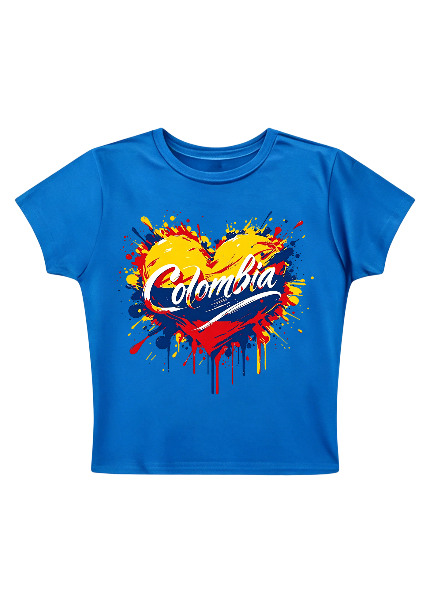 Proud Colombian Heart Splash Y2K Baby Tee