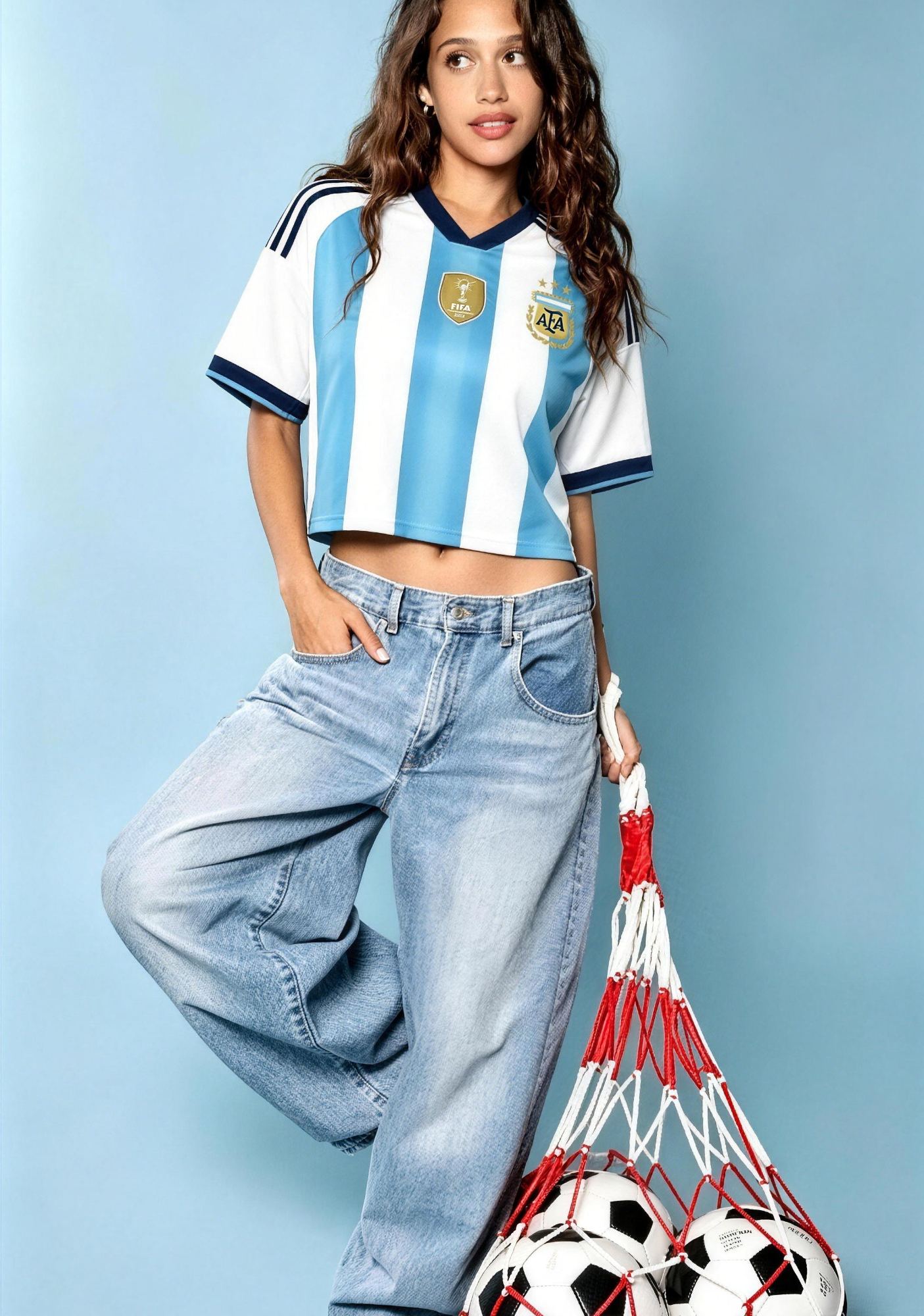 Argentina Baggy Crop Soccer Jersey