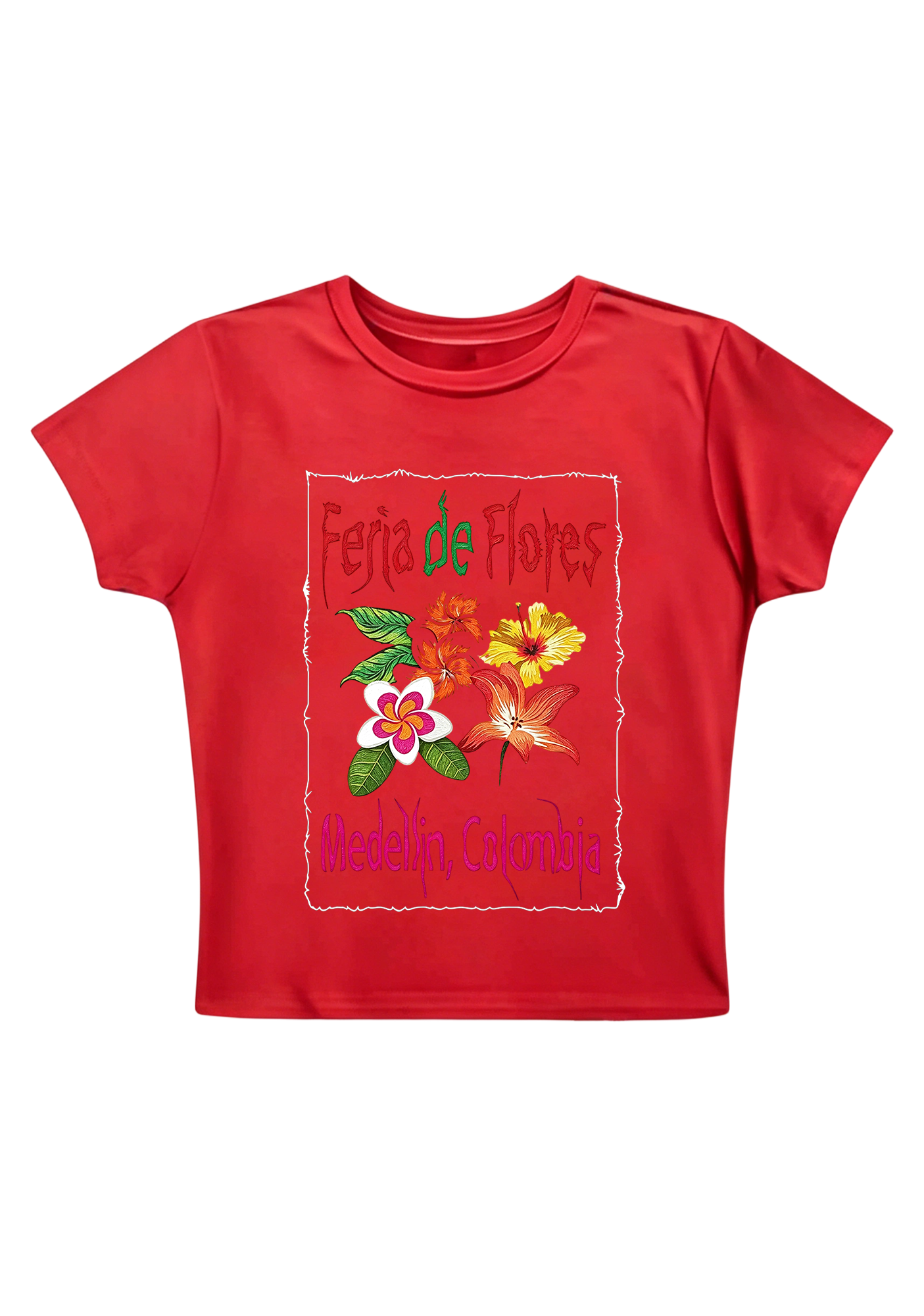 Colombia Floral Fair Graphic Y2K Baby Tee
