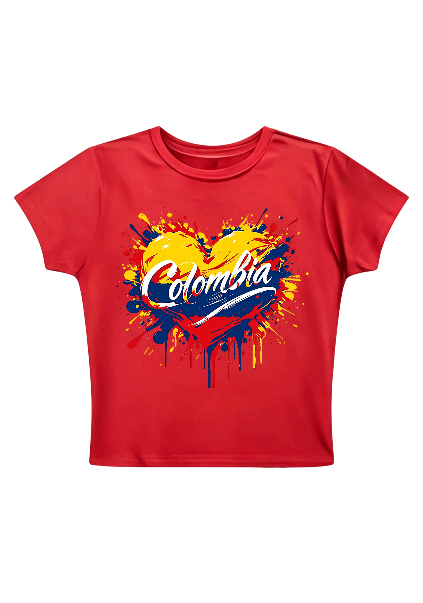 Proud Colombian Heart Splash Y2K Baby Tee