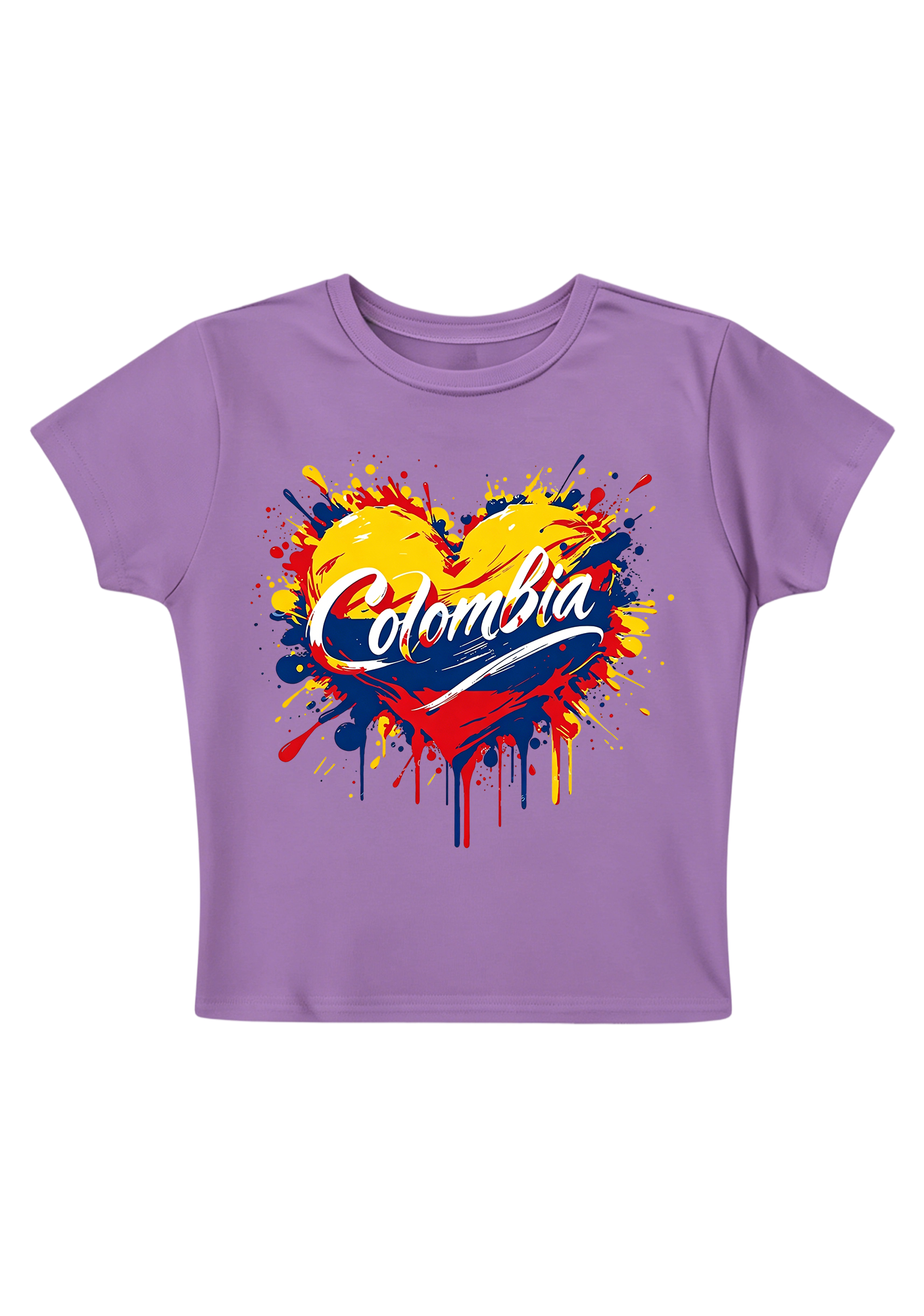 Proud Colombian Heart Splash Y2K Baby Tee