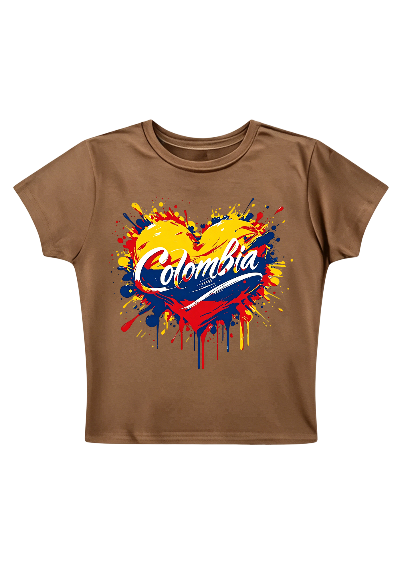 Proud Colombian Heart Splash Y2K Baby Tee