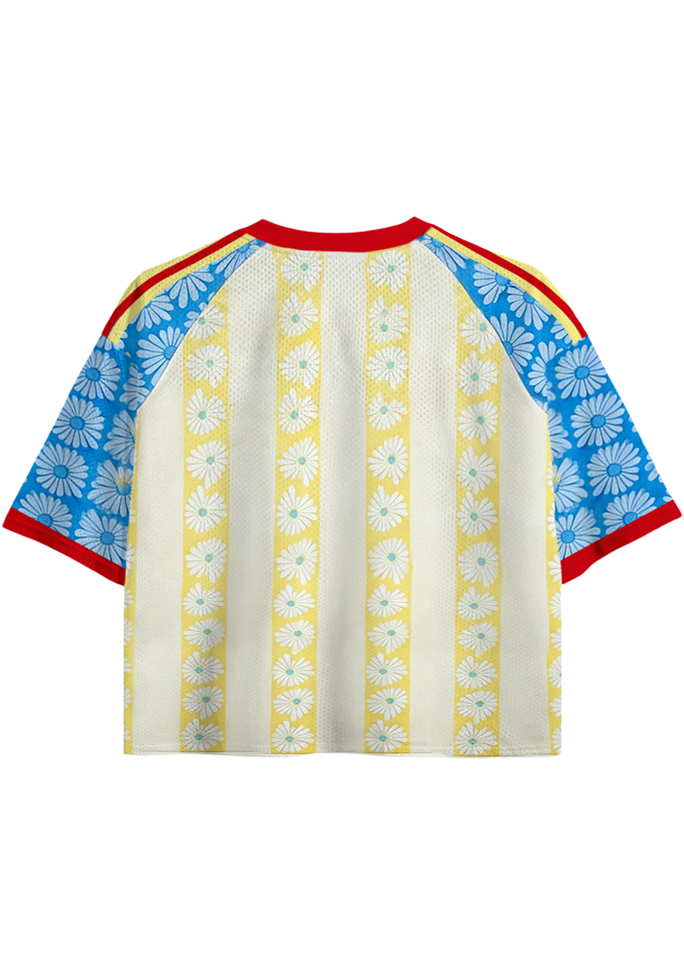 Colombia-Inspired Daisy Cropped Mesh Jersey Shirt