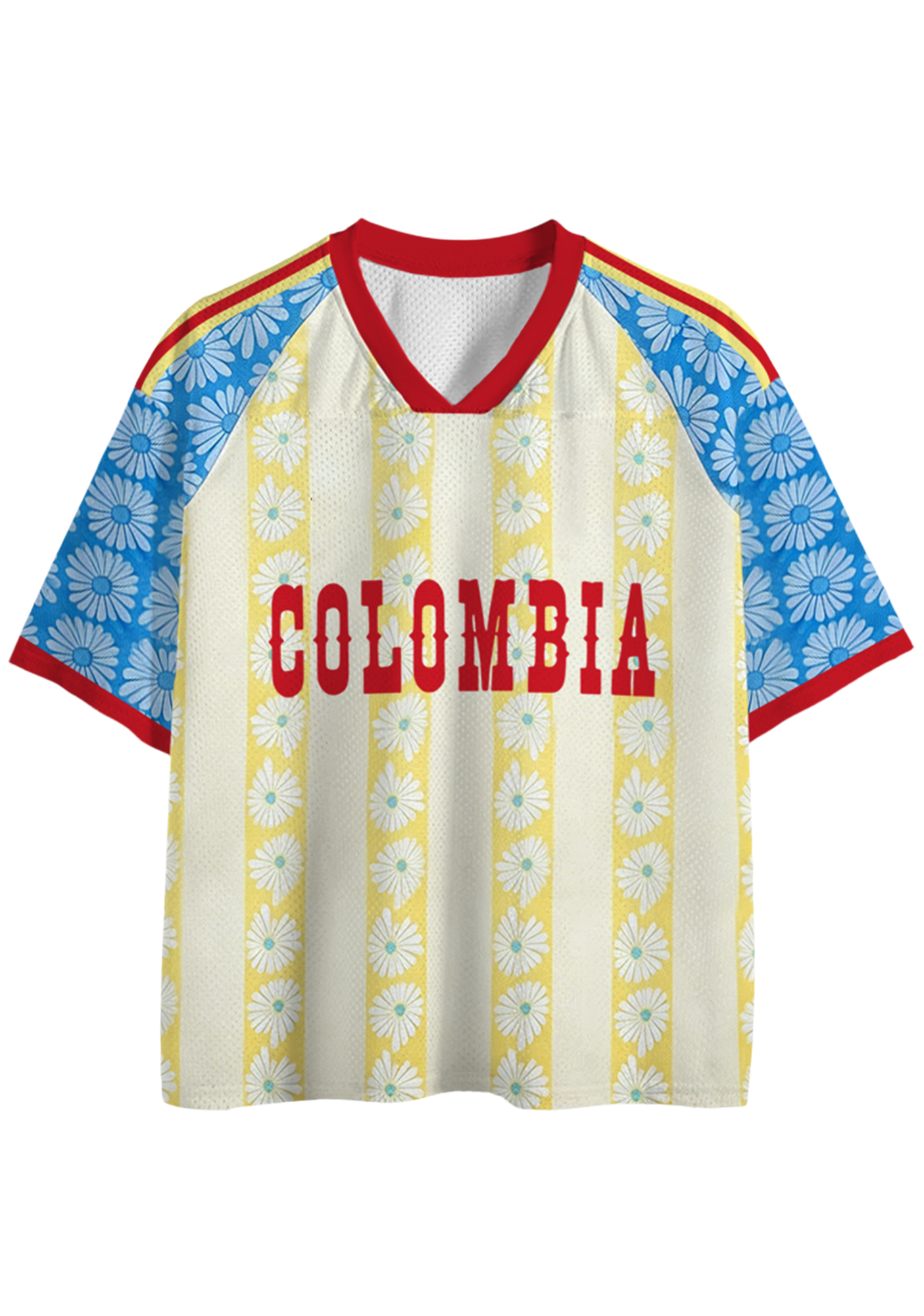 Colombia-Inspired Daisy Mesh Jersey Shirts