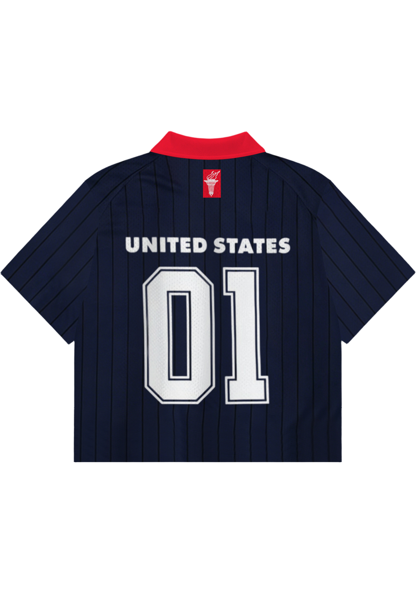 Vintage Navy Pinstripe USA Cropped Collared Soccer Jersey