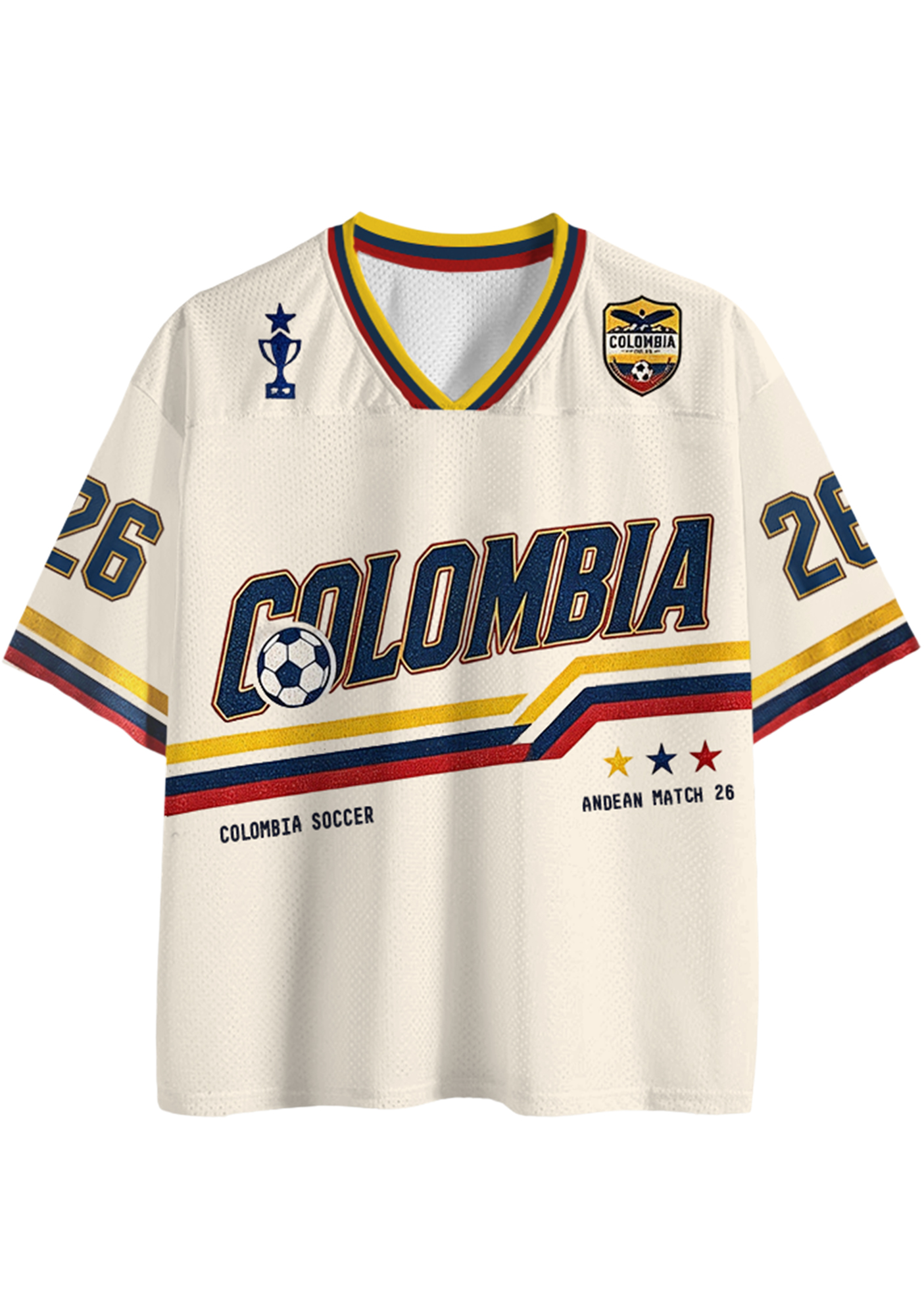 Retro Colombia Soccer Crest Striped Mesh Jersey Shirts