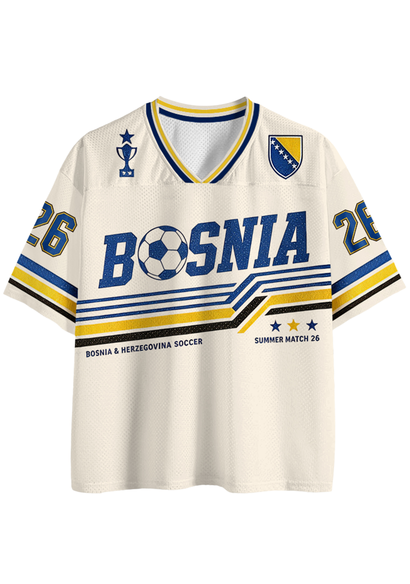 Retro Bosnia Striped V-Neck Mesh Jersey Shirts