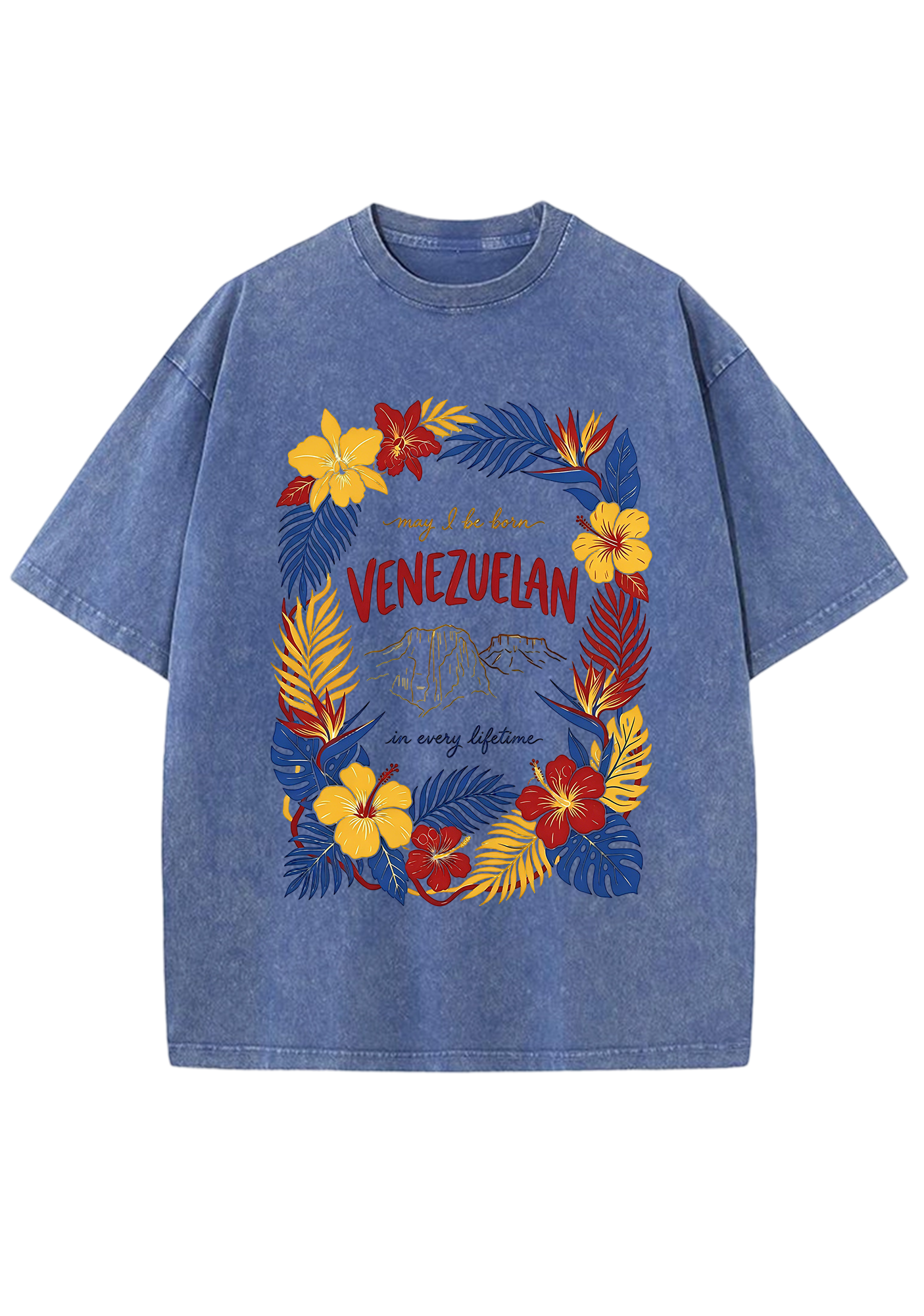 Venezuelan Tropical Hibiscus Wreath Mountain Washed Tee
