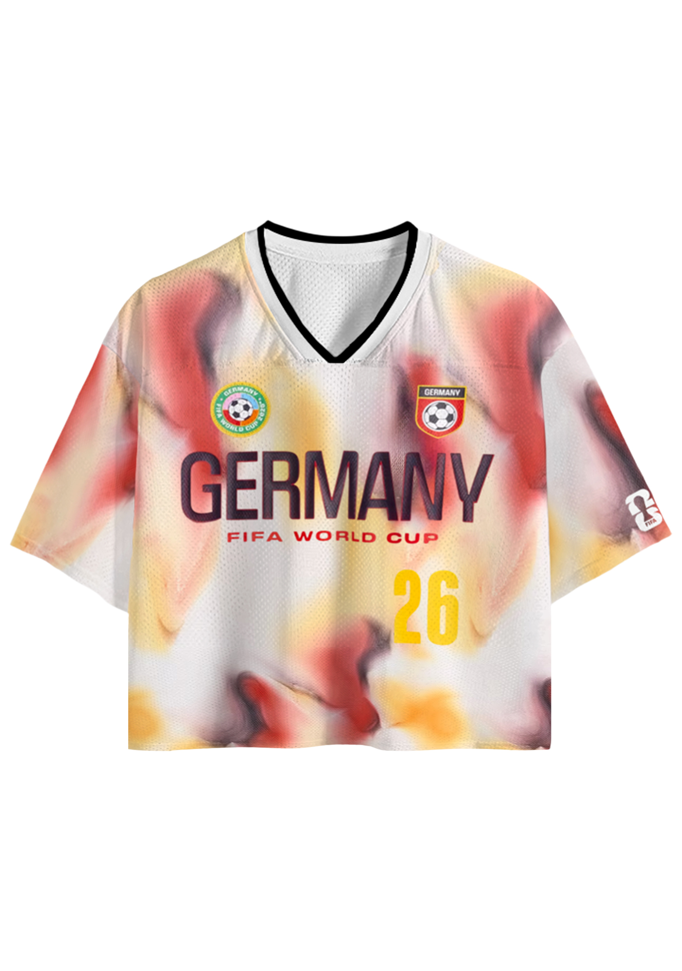 Germany Tie-Dye Soccer Cropped Mesh Jersey Shirt