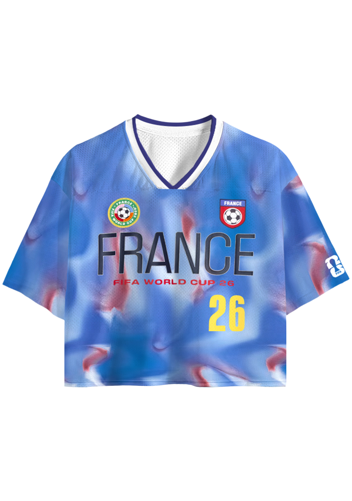 France Tie-Dye Soccer Cropped Mesh Jersey Shirt