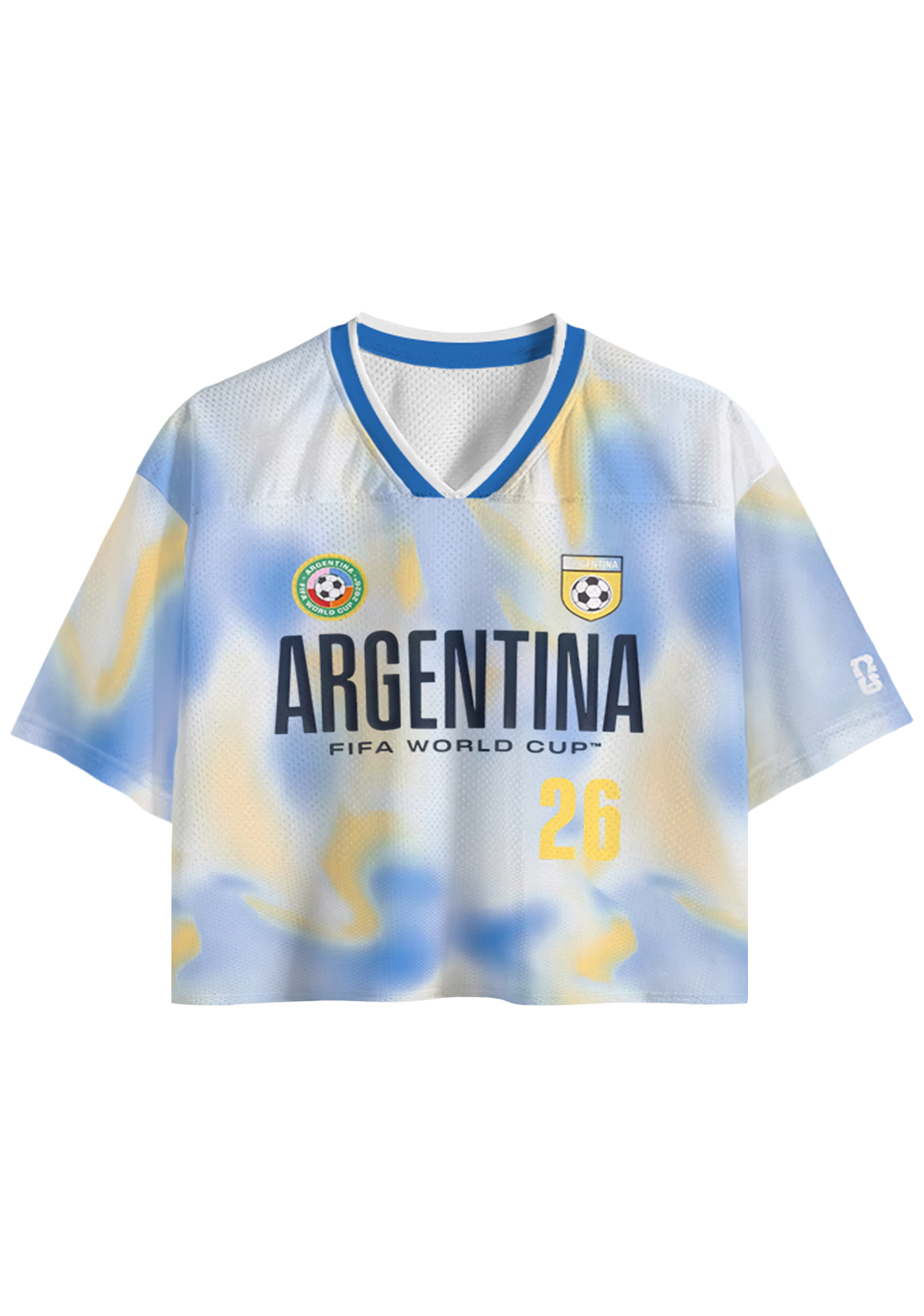 Vintage Tie-Dye Argentina Football Cropped Mesh Jersey Shirt