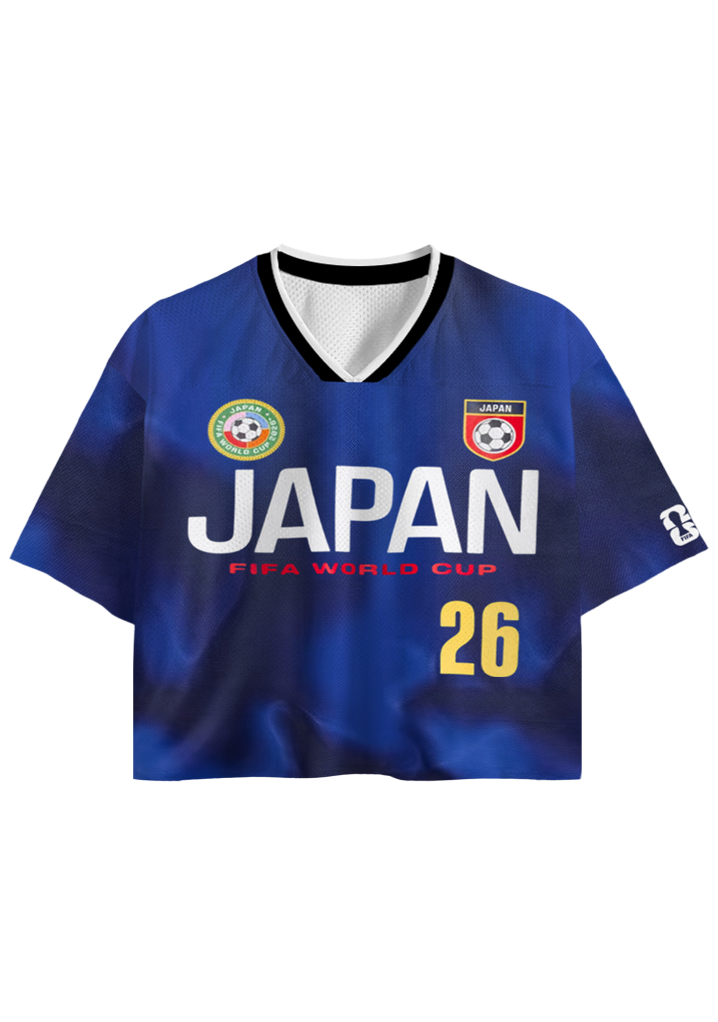 Vintage Tie-Dye Japan Football Cropped Mesh Jersey Shirt