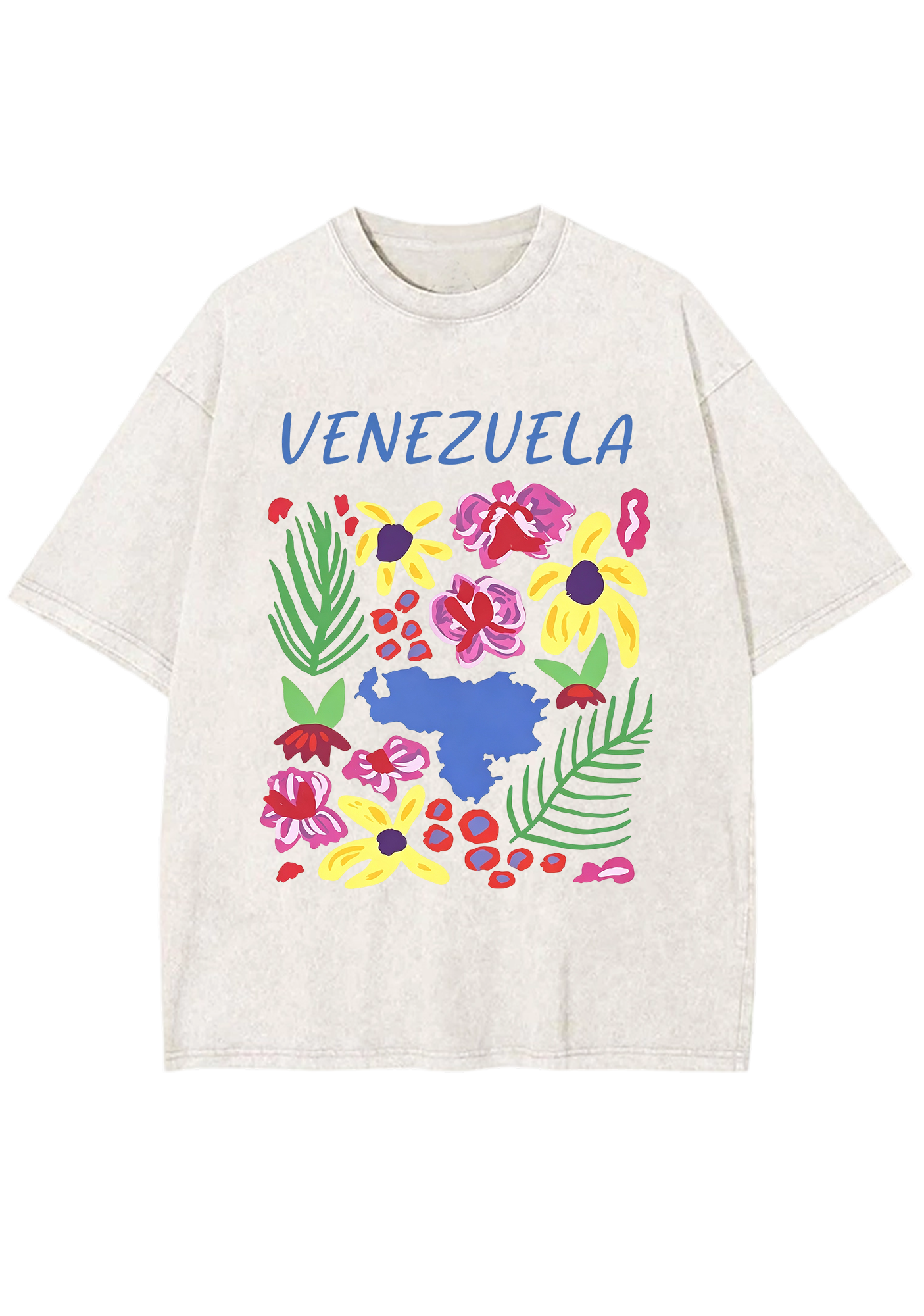 Venezuela Tropical Floral Country Map Washed Tee