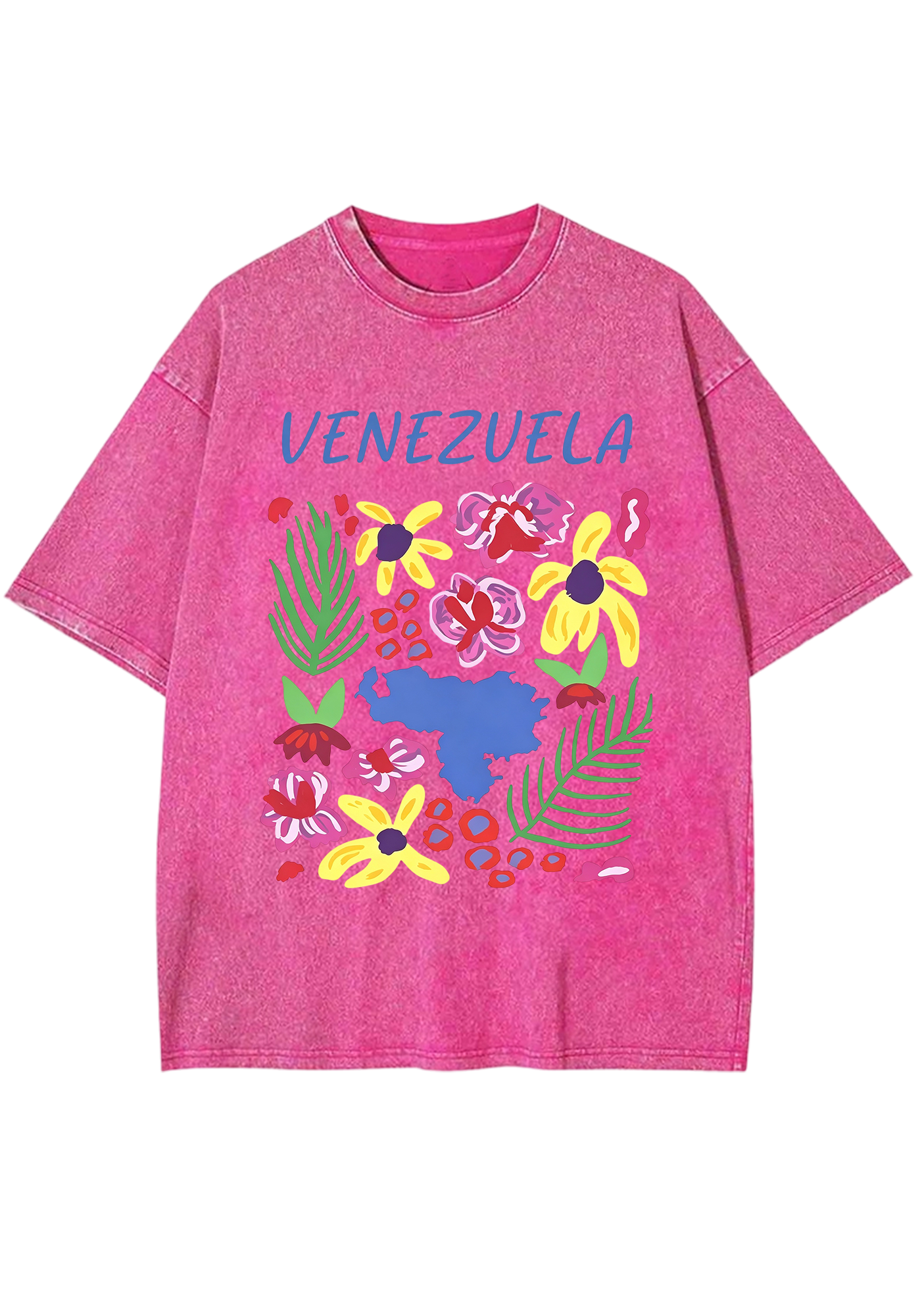 Venezuela Tropical Floral Country Map Washed Tee