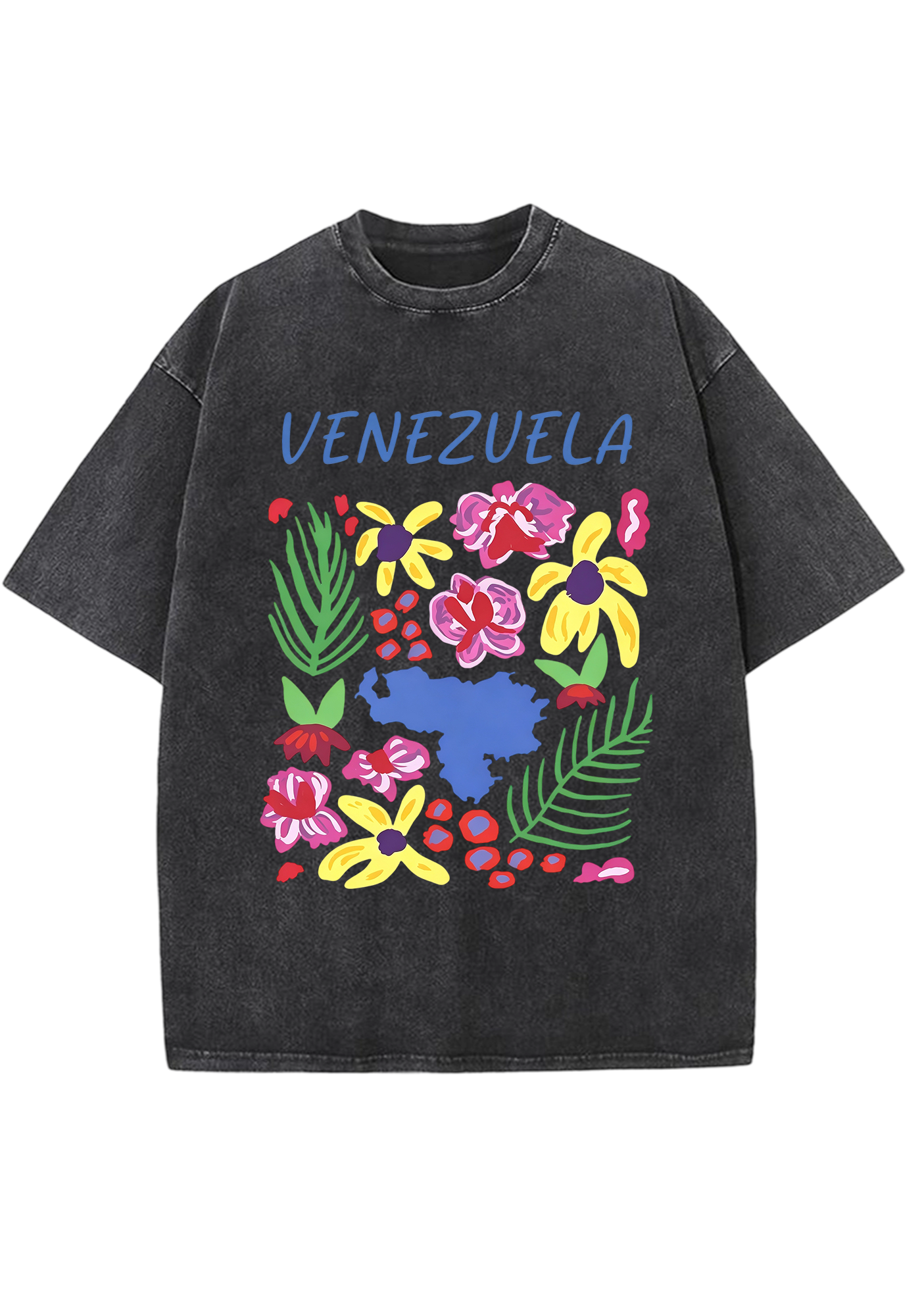 Venezuela Tropical Floral Country Map Washed Tee