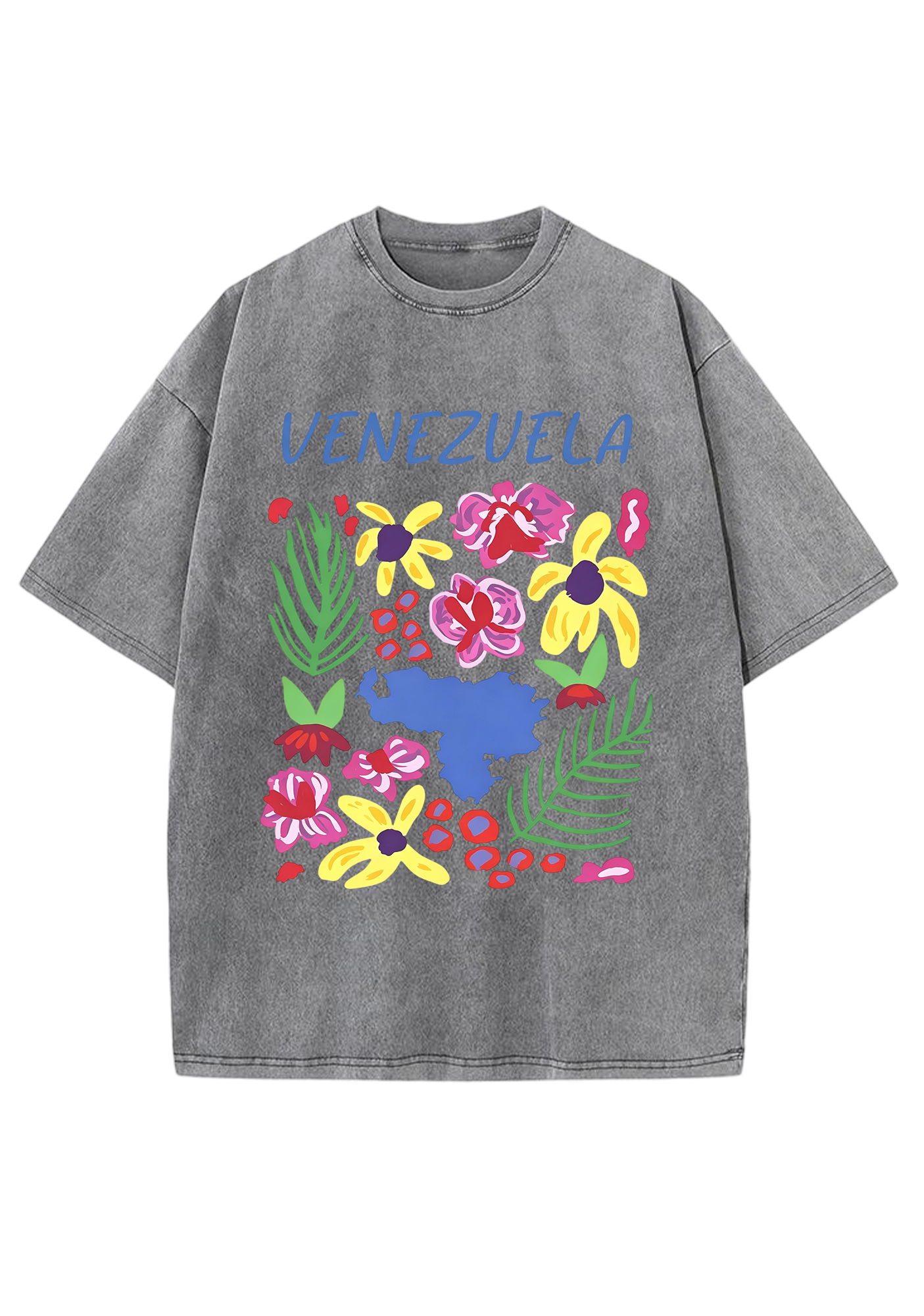 Venezuela Tropical Floral Country Map Washed Tee