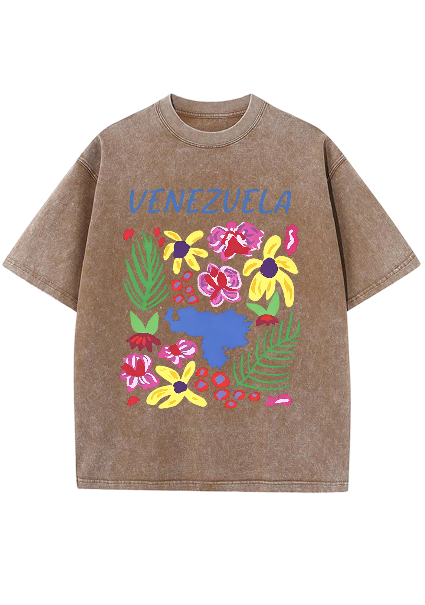 Venezuela Tropical Floral Country Map Washed Tee
