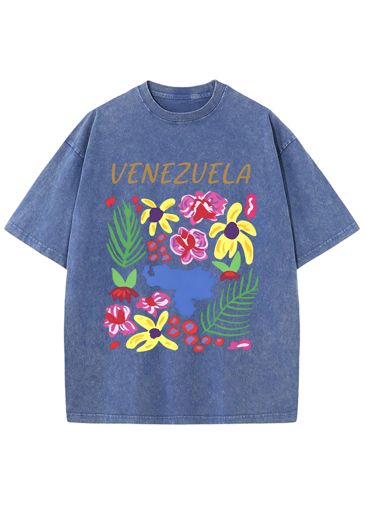 Venezuela Tropical Floral Country Map Washed Tee