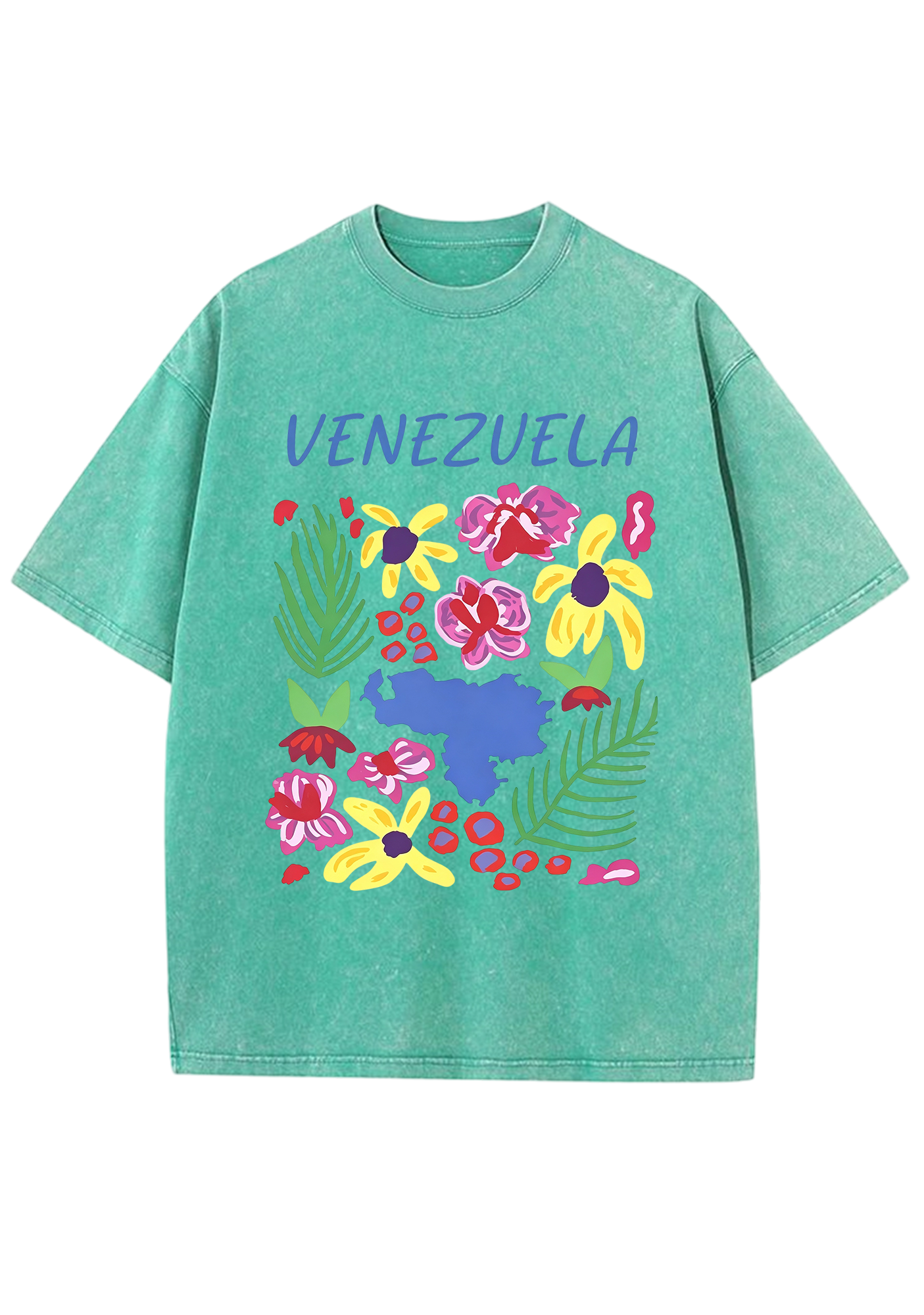Venezuela Tropical Floral Country Map Washed Tee