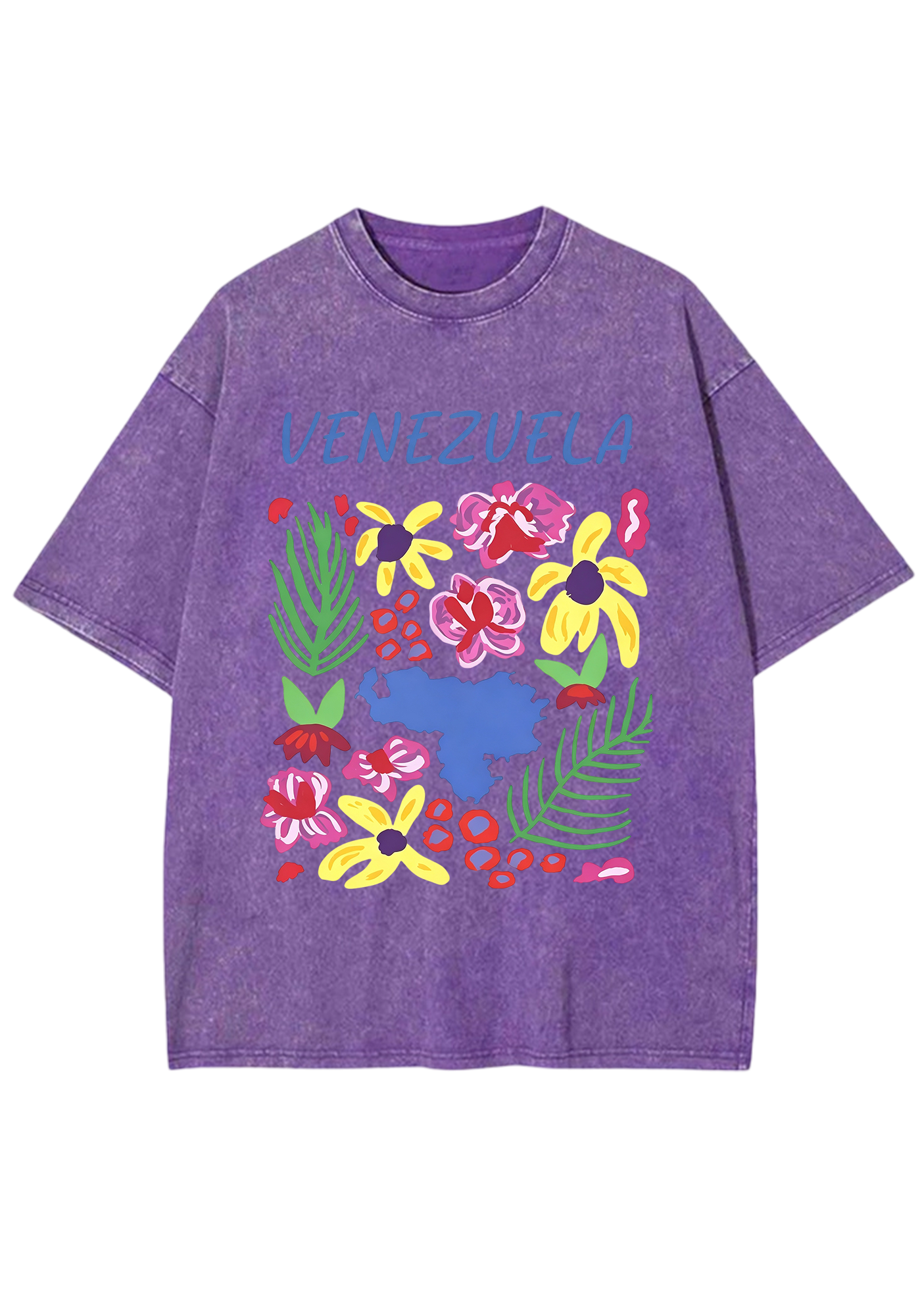 Venezuela Tropical Floral Country Map Washed Tee