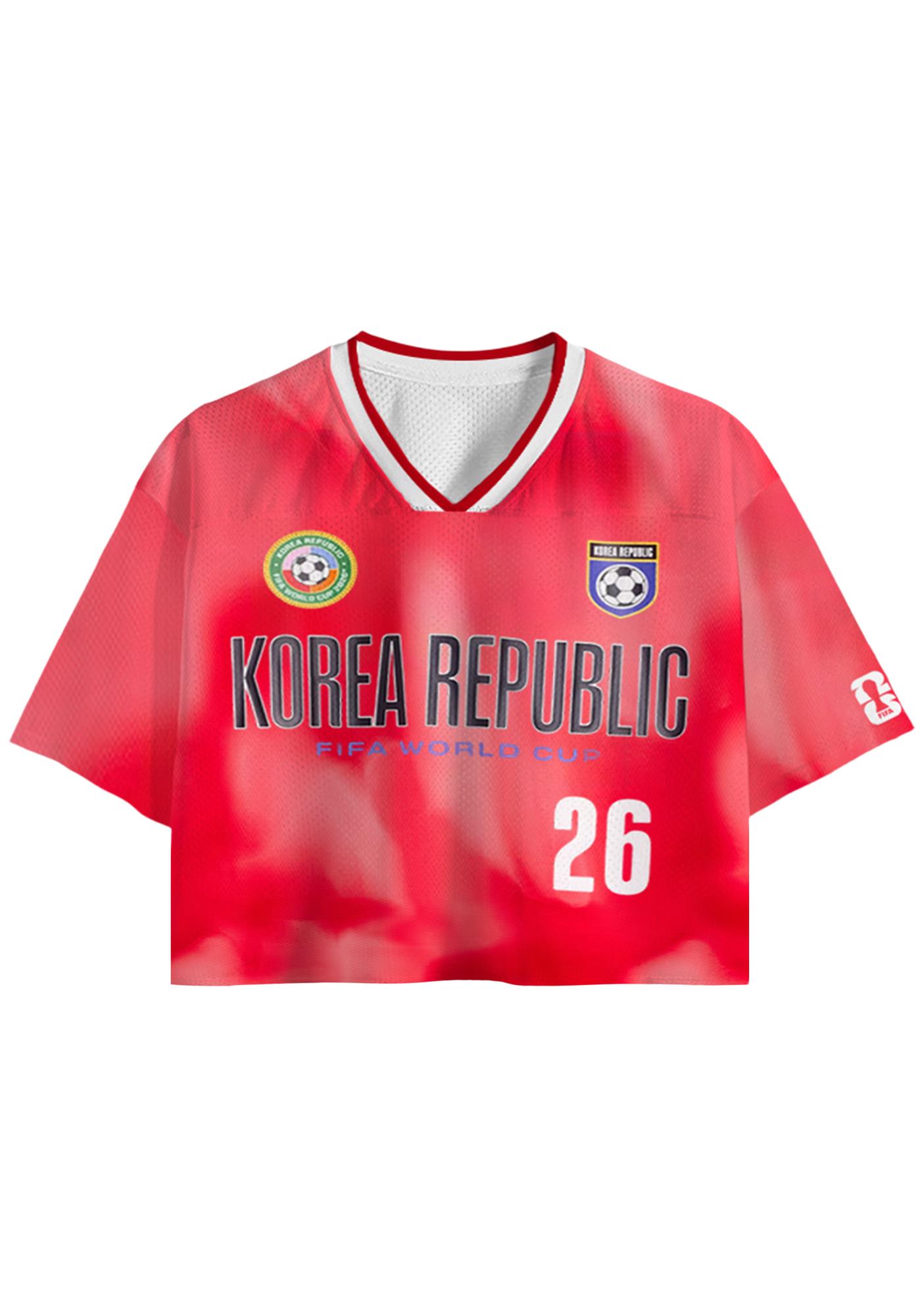Red Tie-Dye Korea Republic Cropped Mesh Jersey Shirt