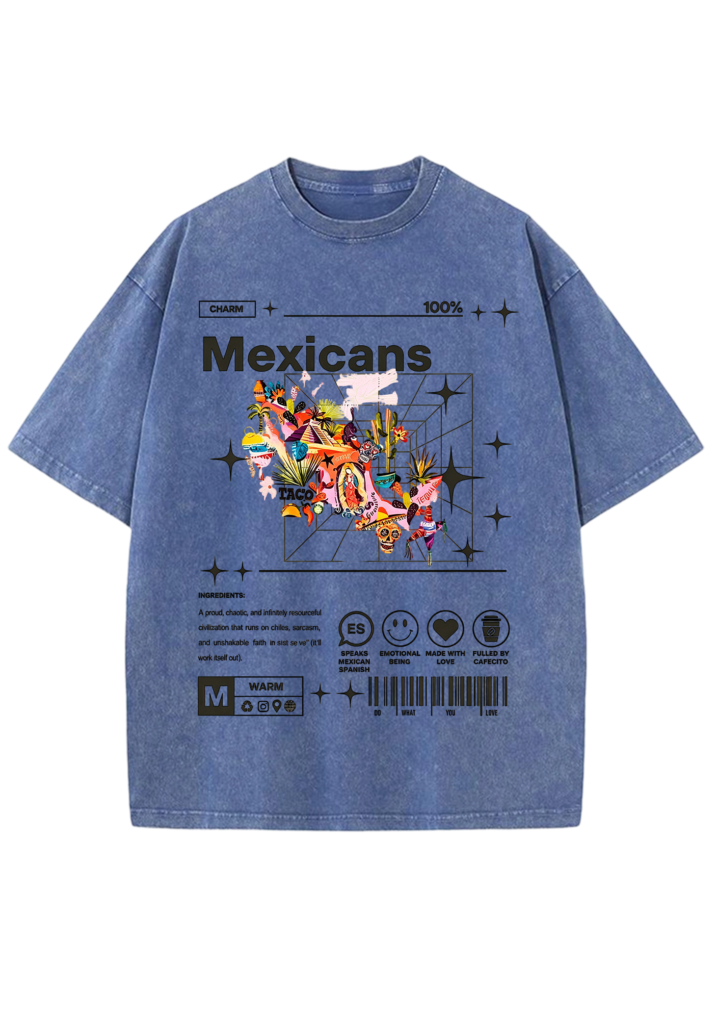 Mexicans Tech Grid Folk Culture Washed Tee