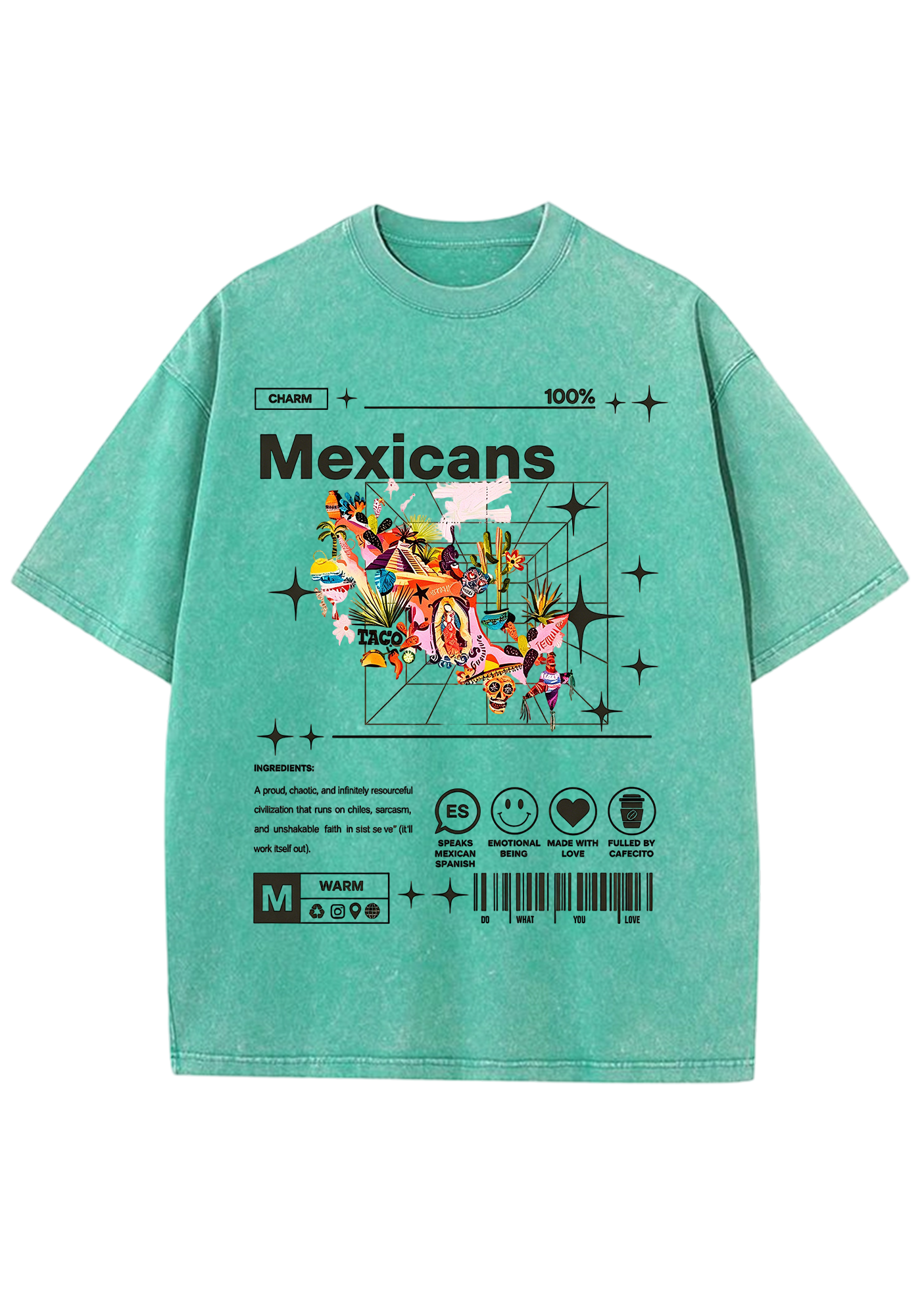 Mexicans Tech Grid Folk Culture Washed Tee