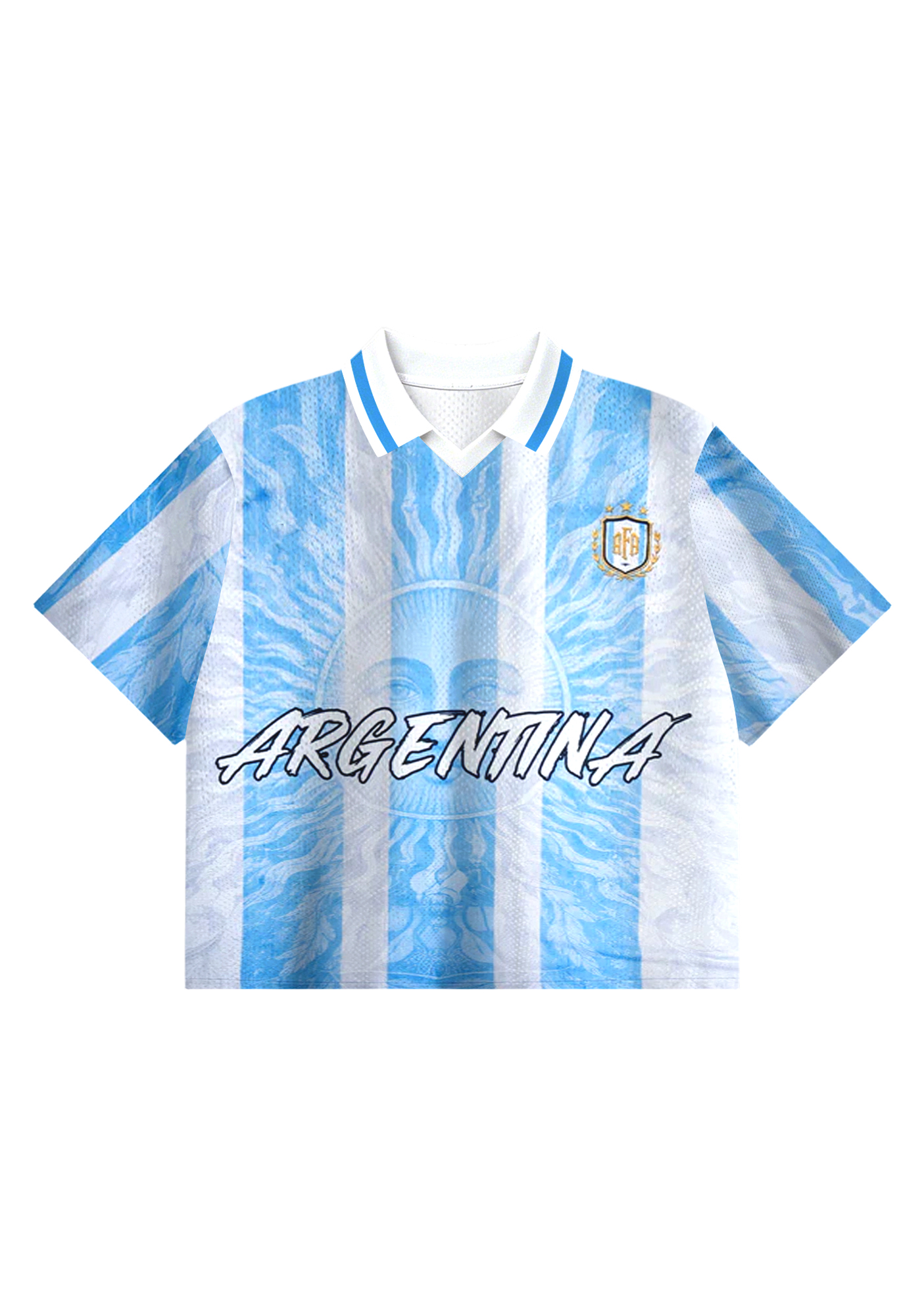 Argentina Sun of May Retro Cropped Collared Soccer Jersey