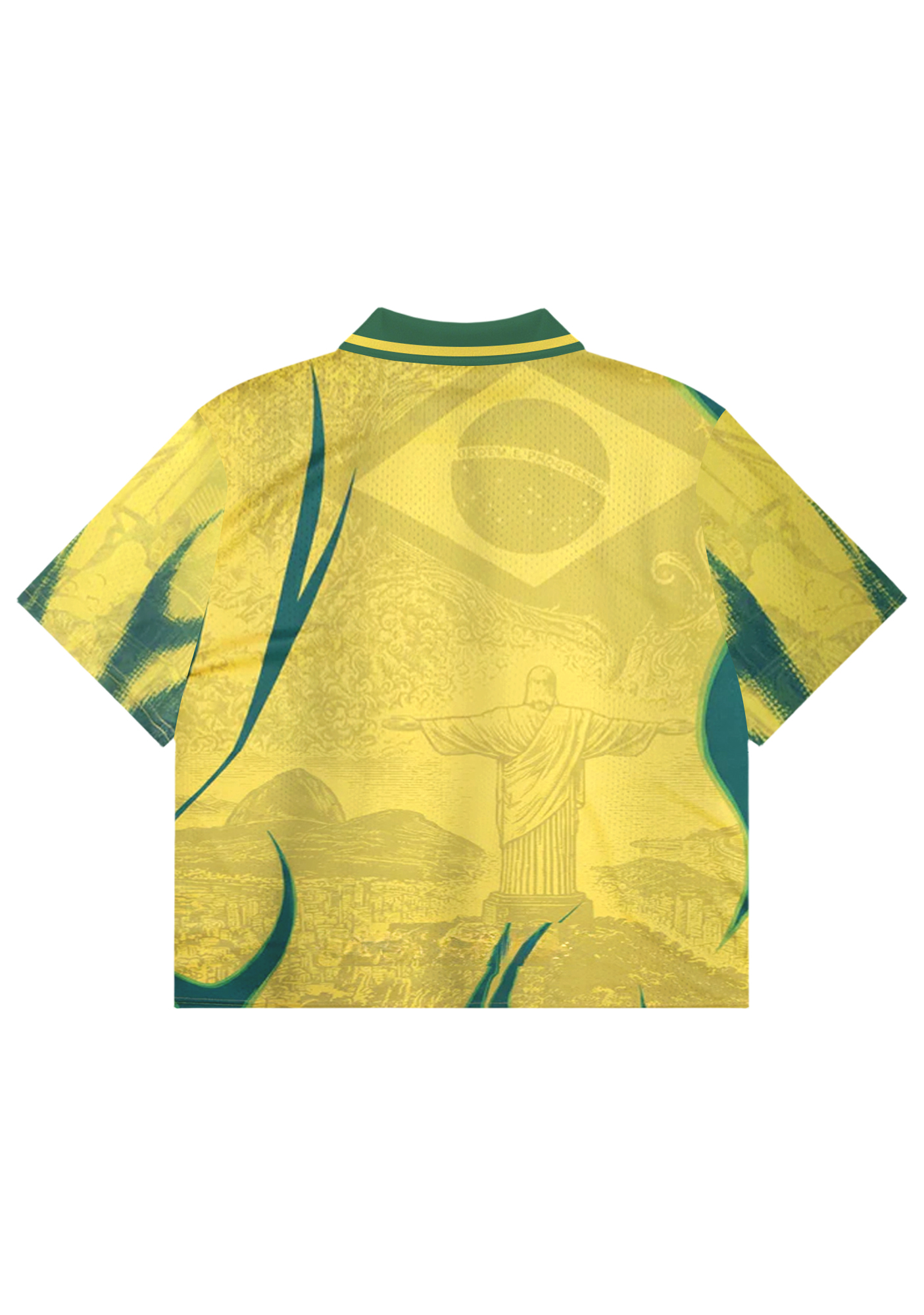 Brazil Christ the Redeemer Retro Cropped Collared Soccer Jersey