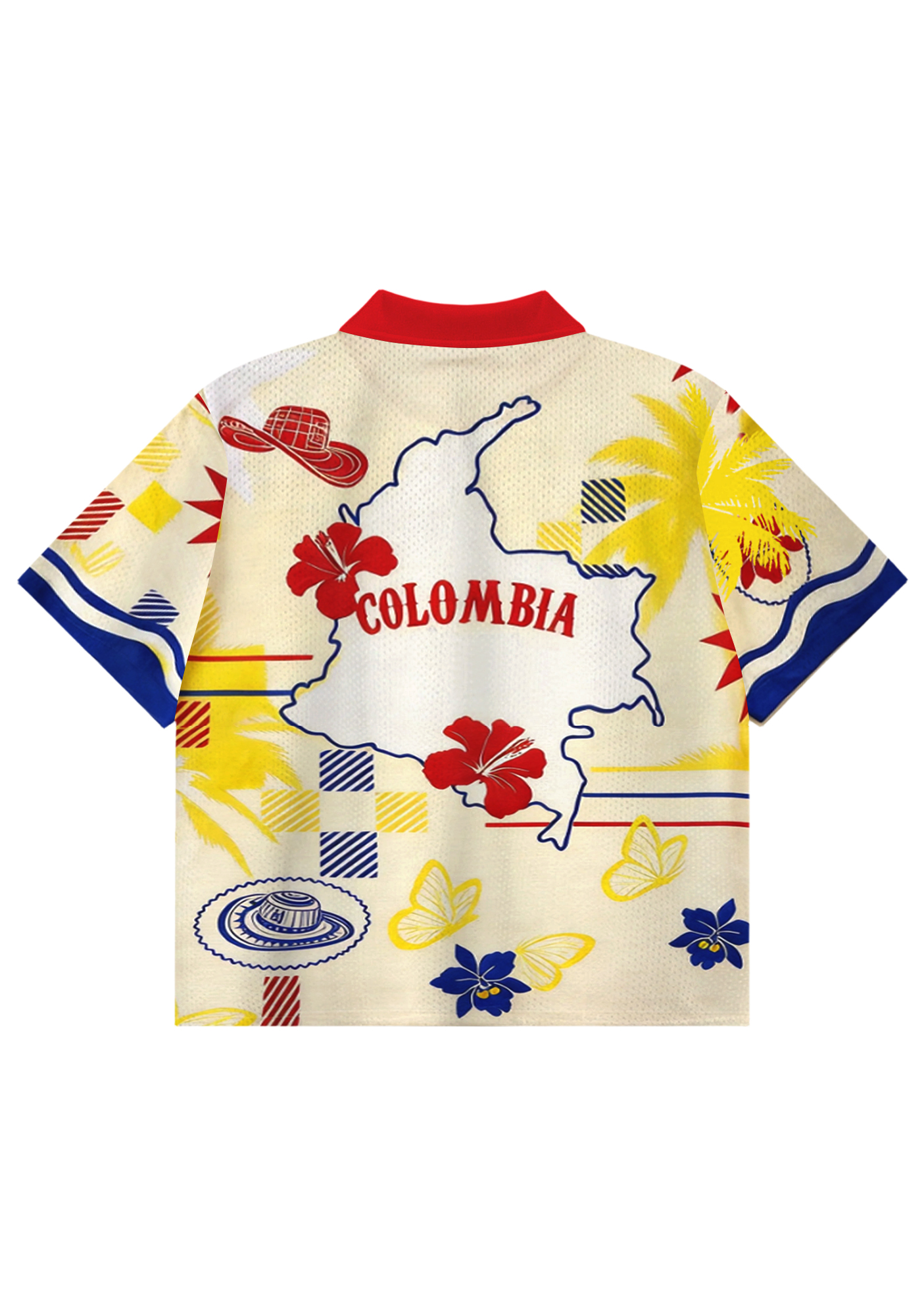 Retro Colombia Tropical Cropped Collared Soccer Jersey