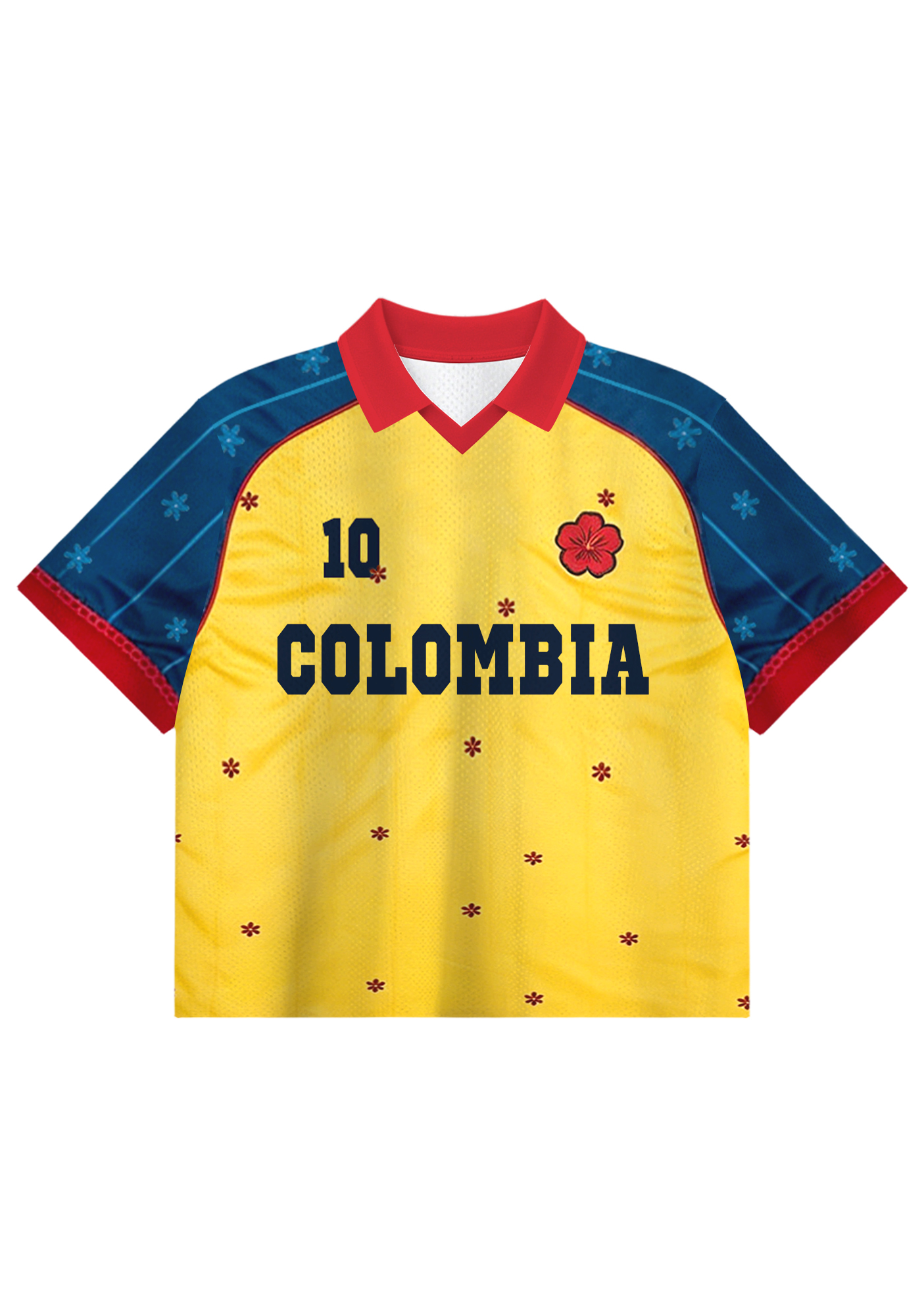 My Colombia #10 Floral Cropped Collared Soccer Jersey