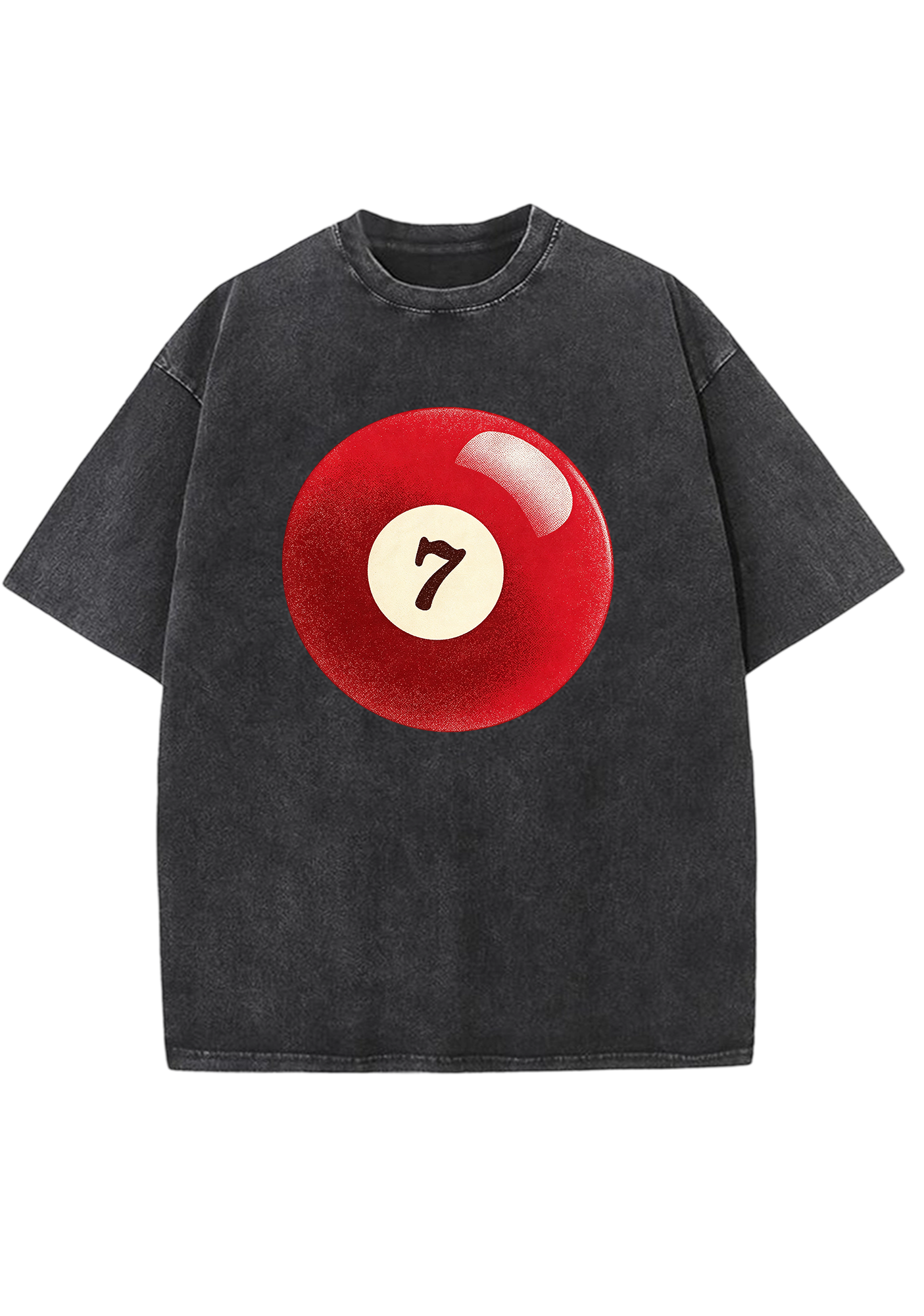 Vintage Red Lucky Number 7 Billiard Ball Washed Tee
