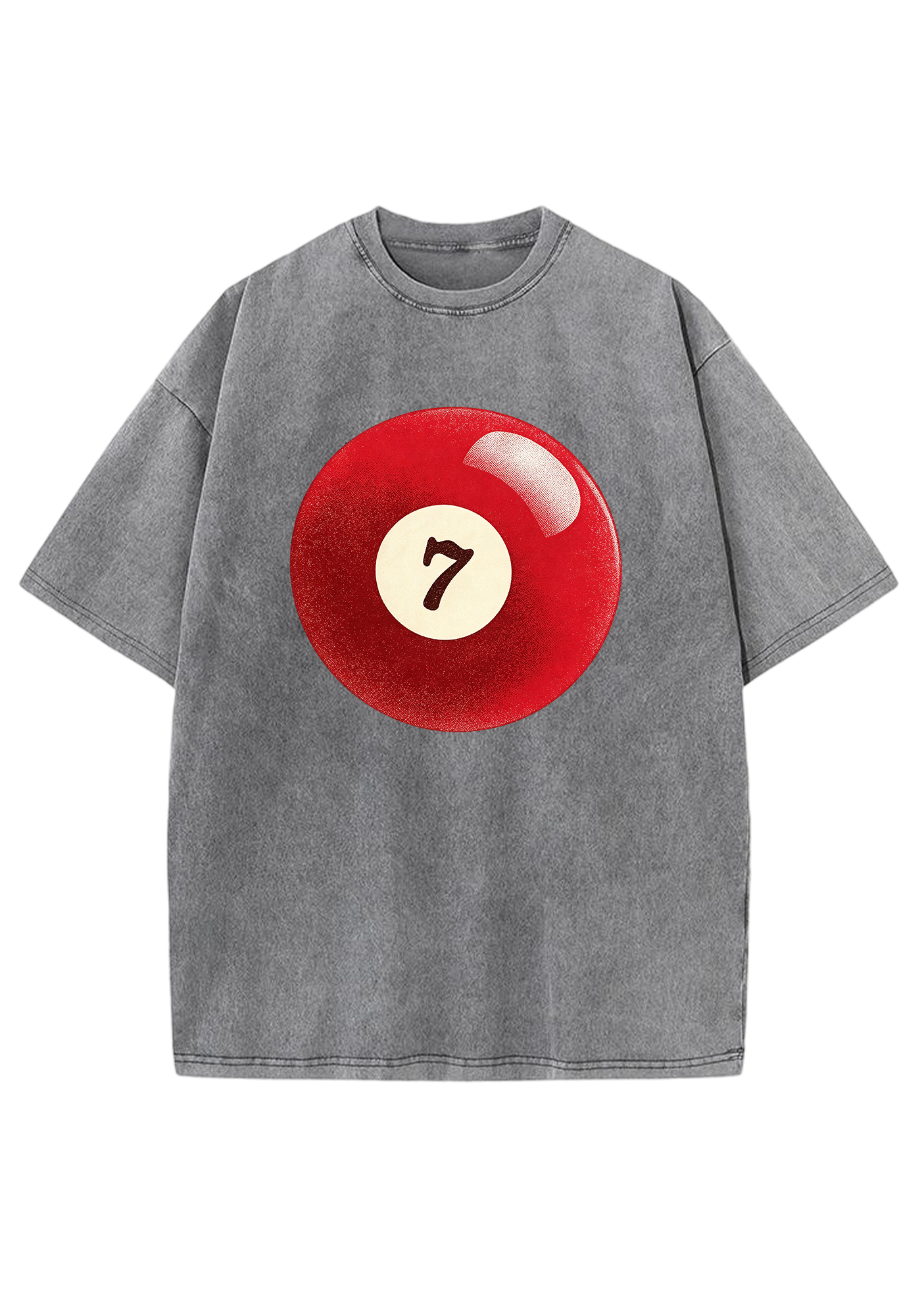 Vintage Red Lucky Number 7 Billiard Ball Washed Tee