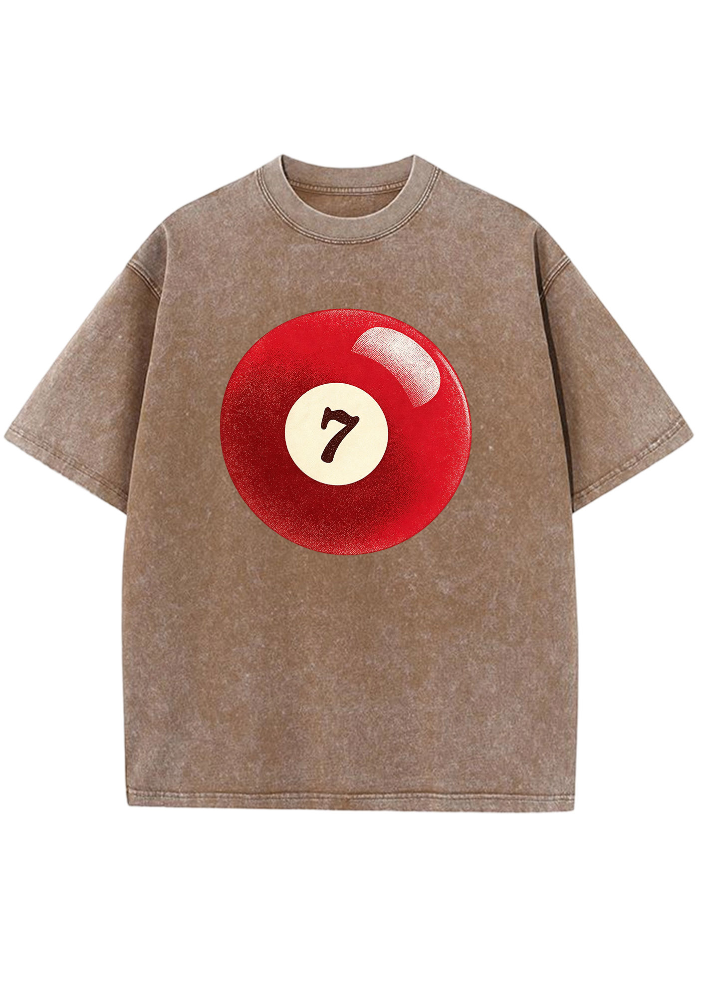 Vintage Red Lucky Number 7 Billiard Ball Washed Tee