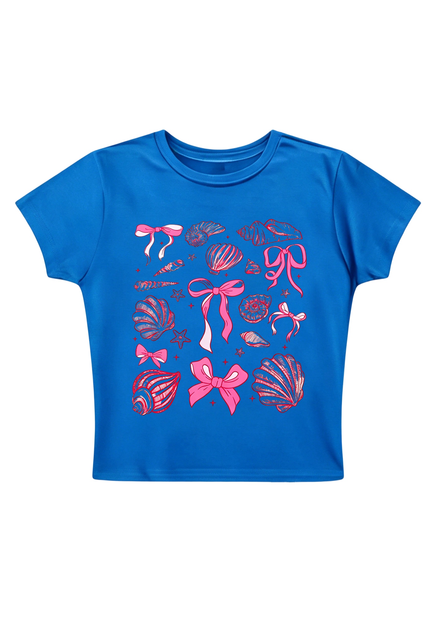 Pink Bow Seashell Coastal Y2K Baby Tee